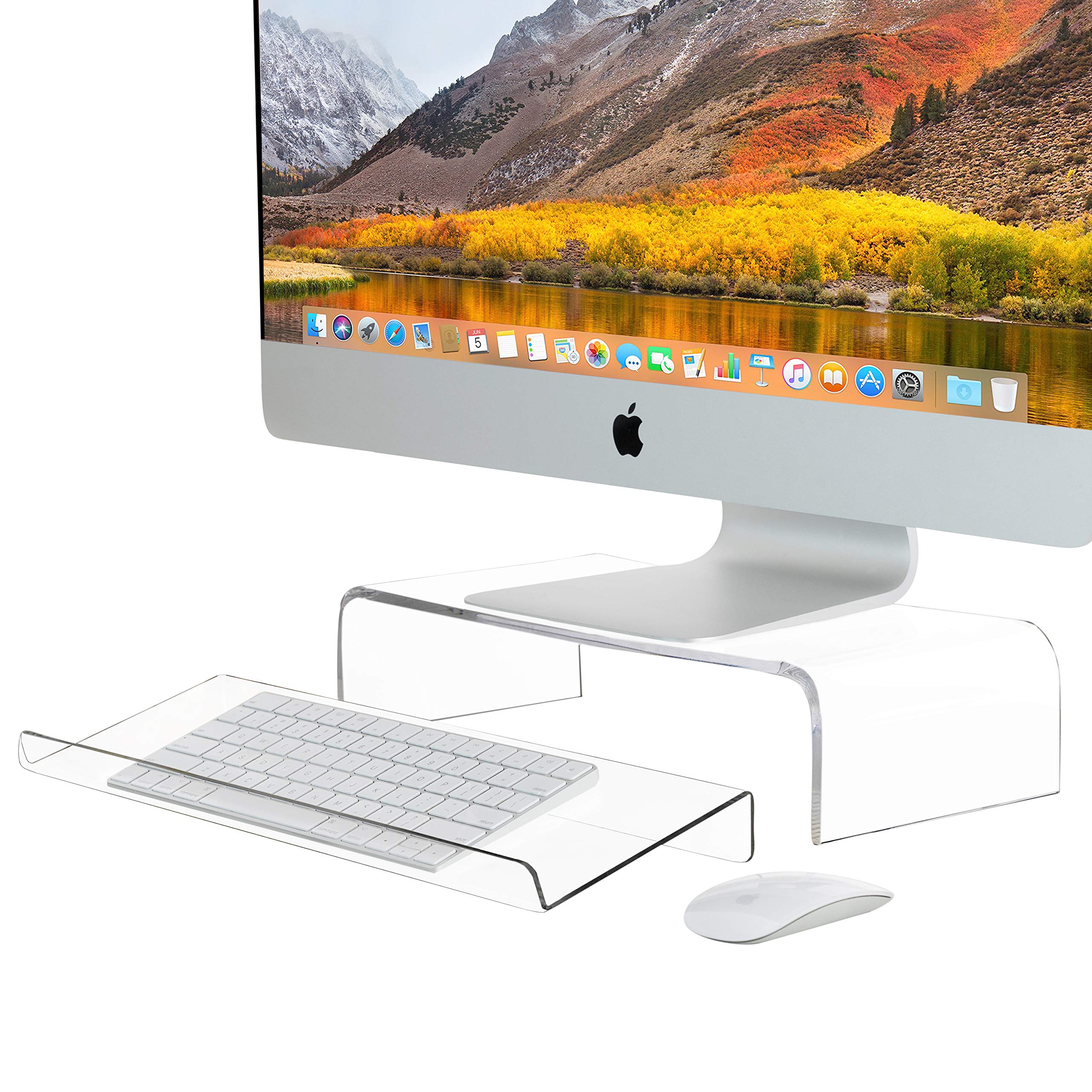 Homeries Acrylic Monitor Stand (3.7 Inches High) | Universal Computer Riser for Home, Office, Business, Desk, Gamers | Multi Media Platform Lift for Laptop, Printer - Like New