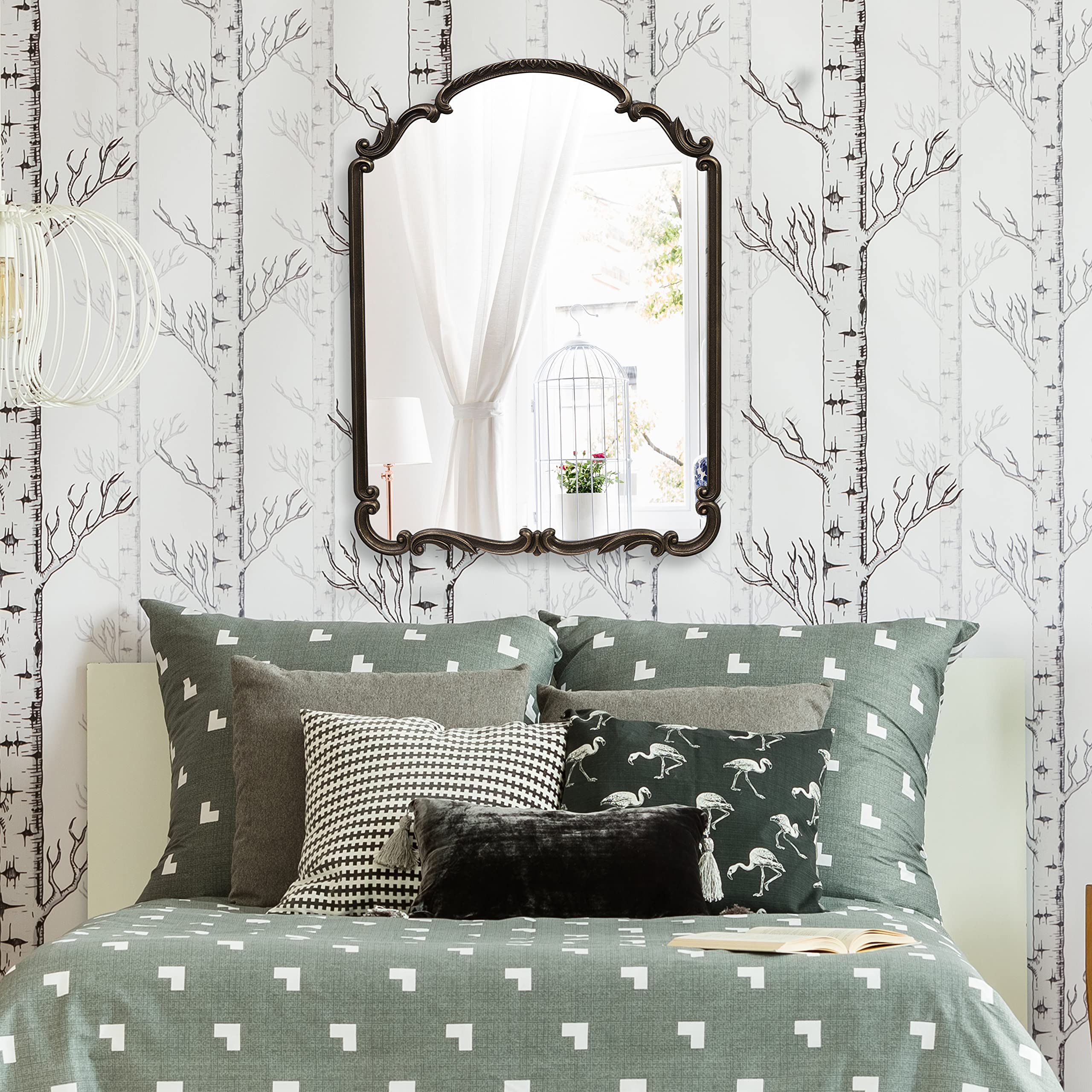 Wylde Iris 28.4x35 Inch English Estate Wood Wall Mirror - Like New