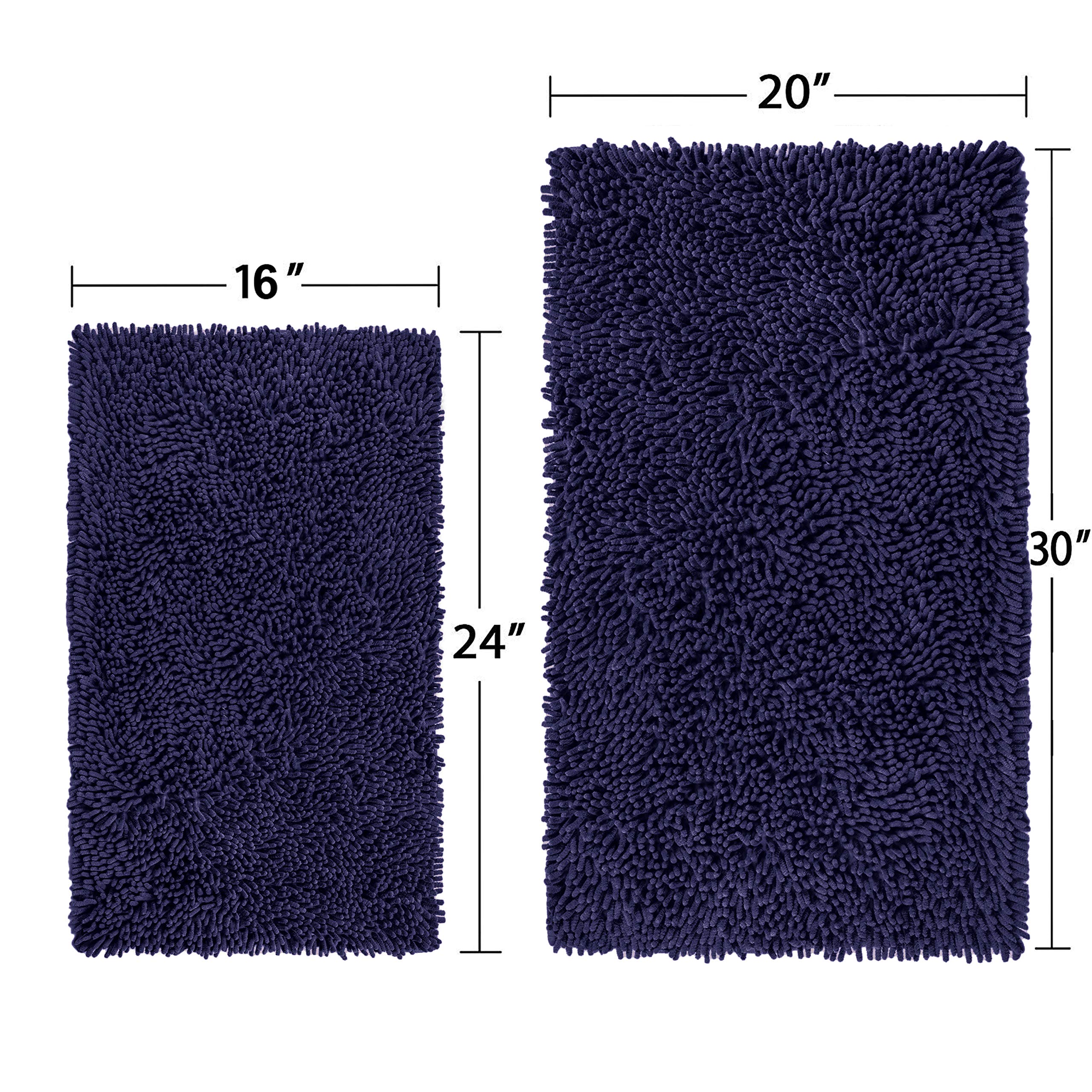 LuxUrux Purple Bathroom Rug Set �Extra-Soft Plush Bath mat Shower Bathroom Rugs,1'' Chenille Microfiber Material, Super Absorbent, 30 X 20'' + 32 X 15''. - Like New