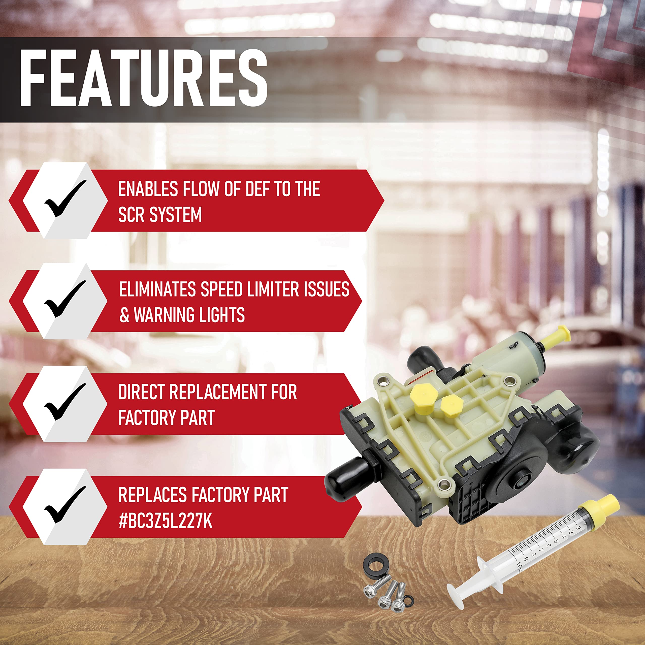 Diesel Exhaust Fluid Pump Kit - Reductant Heater Sending Unit - Compatible with Ford Vehicles - F250, F350, F450, F550 Super Duty 2011-2016 - Replaces BC3Z5L227K, BC3Z5L229L, 904-369, 904369 - Urea - Very Good