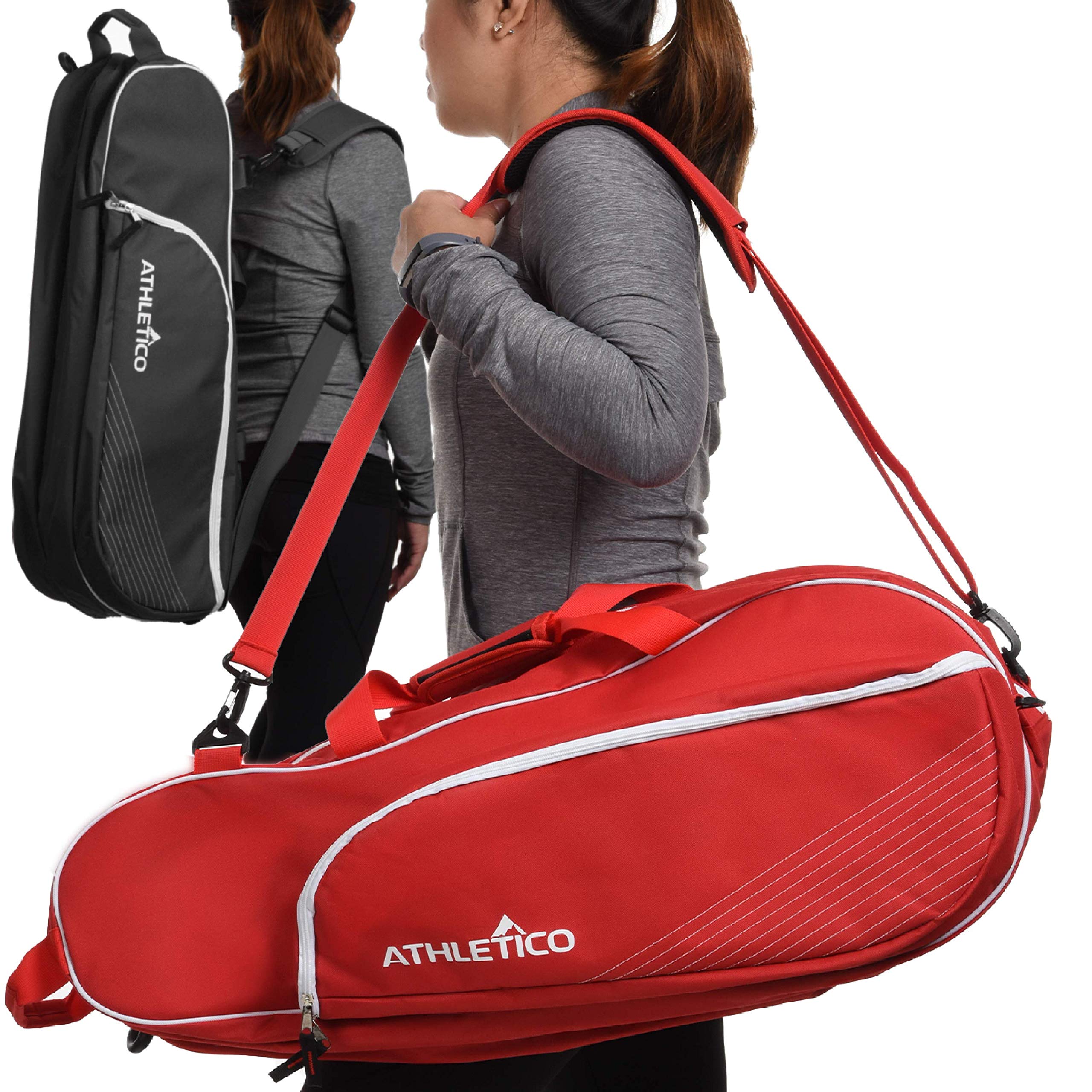 Athletico 6 Racquet Tennis Bag | Padded to Protect Rackets & Lightweight | Professional or Beginner Tennis Players | Unisex Design for Men, Women, Youth and Adults (Black)  - Acceptable