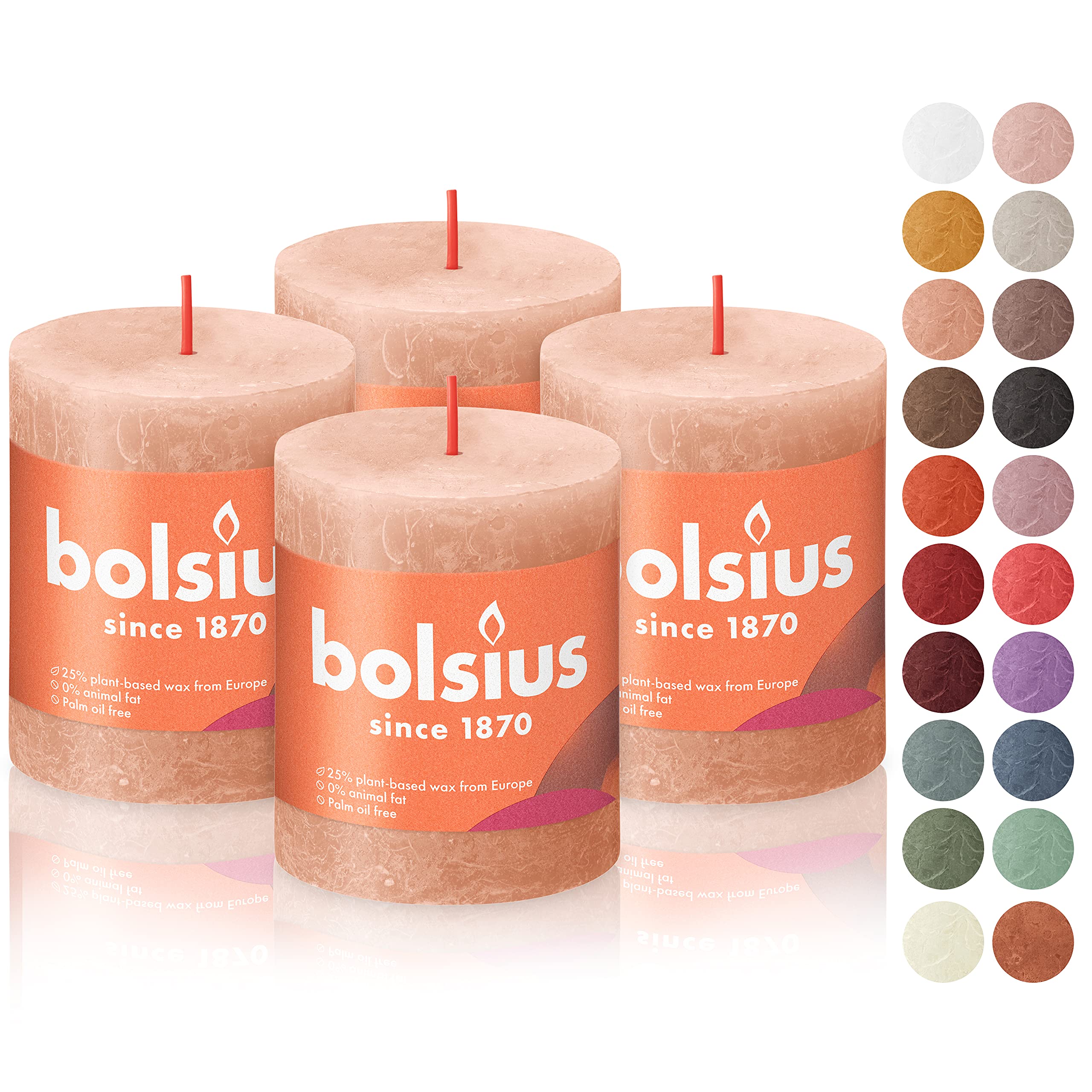 BOLSIUS 4 Pack Caramel Rustic Pillar Candles - 2.75 X 3.25 Inches - Premium European Quality - Includes Natural Plant-Based Wax - Unscented Dripless Smokeless 35 Hour Party and Wedding Candles - Like New