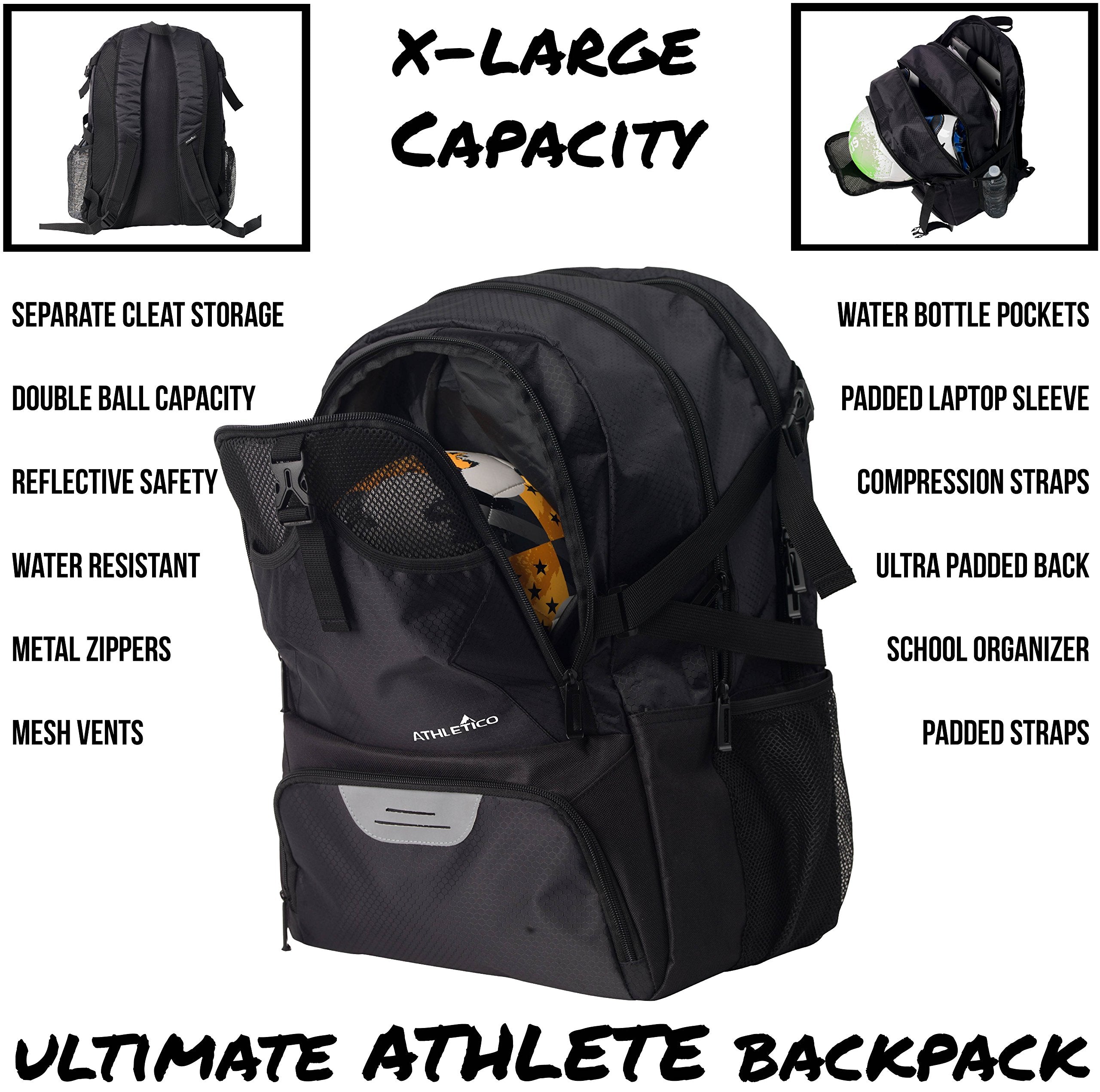 Athletico National Soccer Bag - Backpack for Soccer, Basketball & Football Includes Separate Cleat and Ball Holder - Good