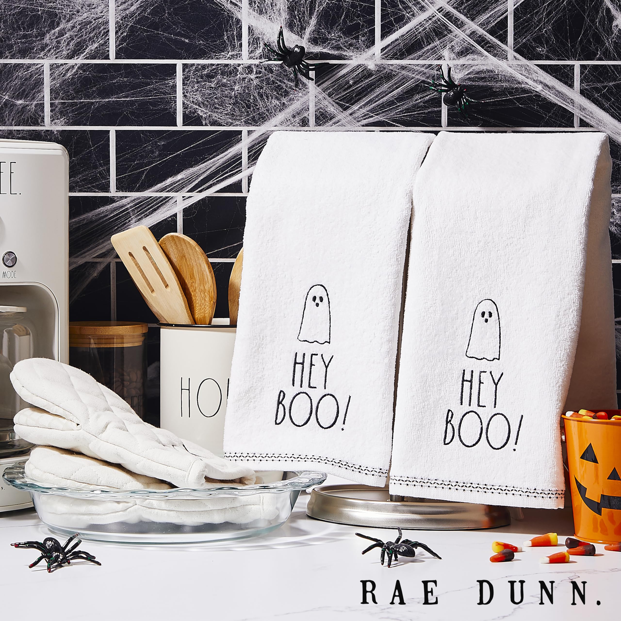 Rae Dunn Set of 2 Hand Towels for Kitchen and Bathroom, 100% Cotton, Embroidered Dish Towels, Decorative Hand Towels - Very Good