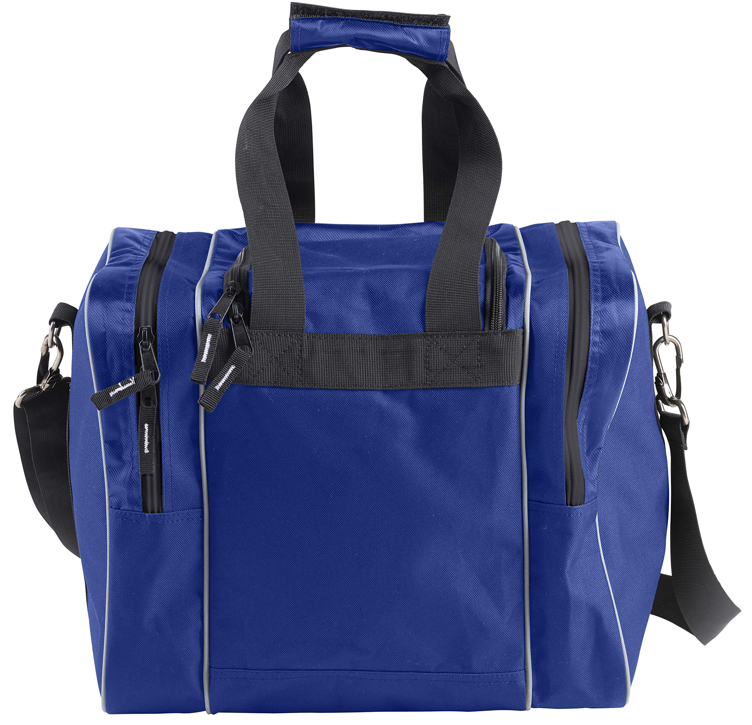 Athletico Bowling Bag for Single Ball - Single Ball Tote Bag With Padded Ball Holder - Fits a Single Pair of Bowling Shoes Up to Mens Size 14 (Blue)  - Acceptable