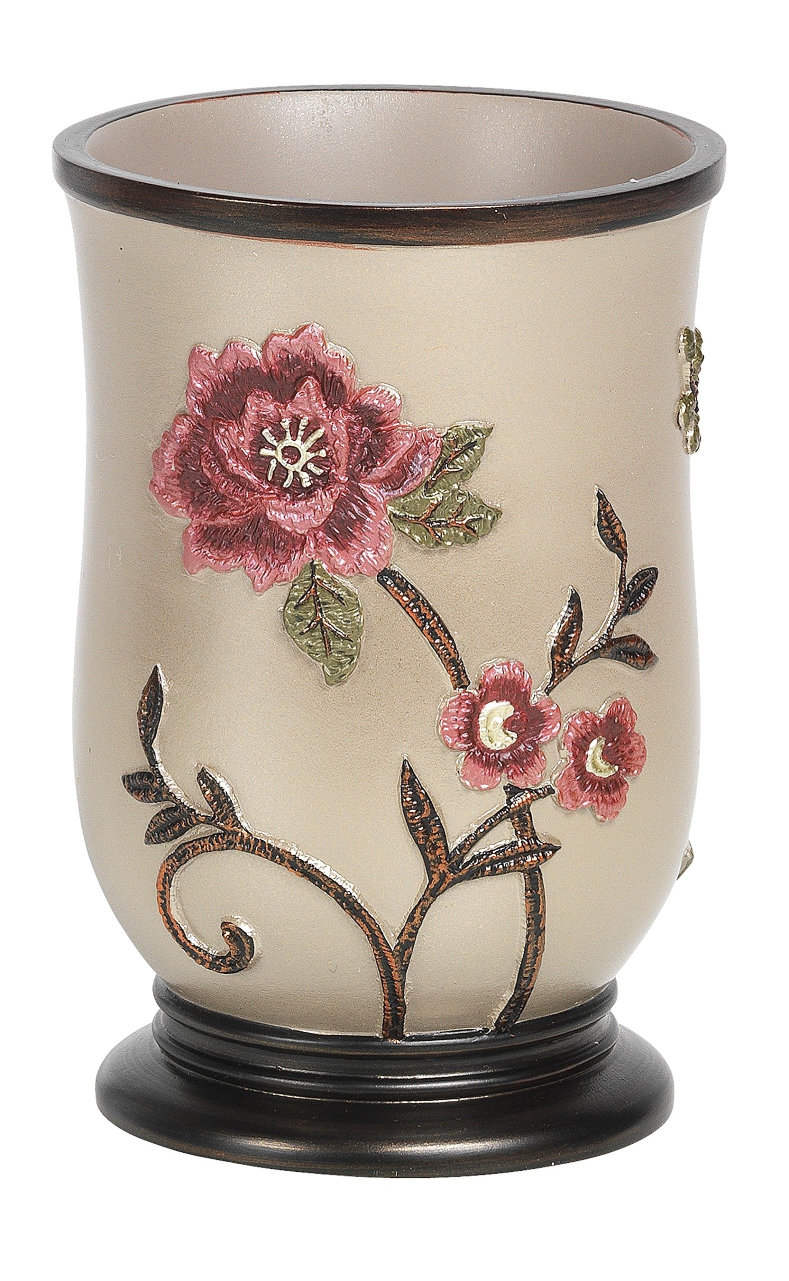 Popular Bath Tumbler, Larrisa Collection, Rose Design , Brown - Like New