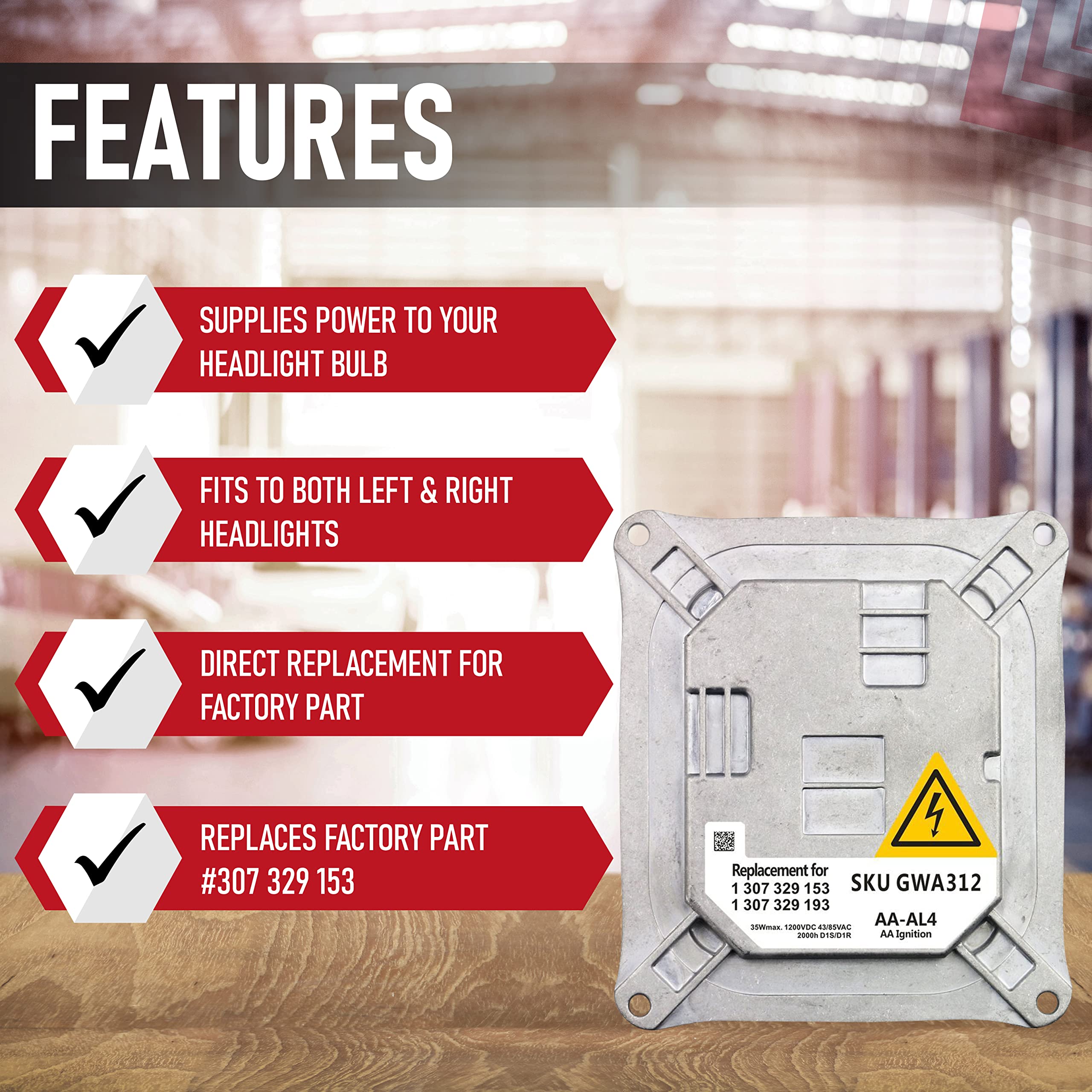 HID Xenon Headlight Ballast - Control Unit Module - Replaces 307 329 153, 307 329 193, 63 117 182 520, 8J0907391 - Compatible with Cadillac DTS, BMW Vehicles - 328i, 335i Coupe, M3, 645i, 650i, X5, X3 - Very Good