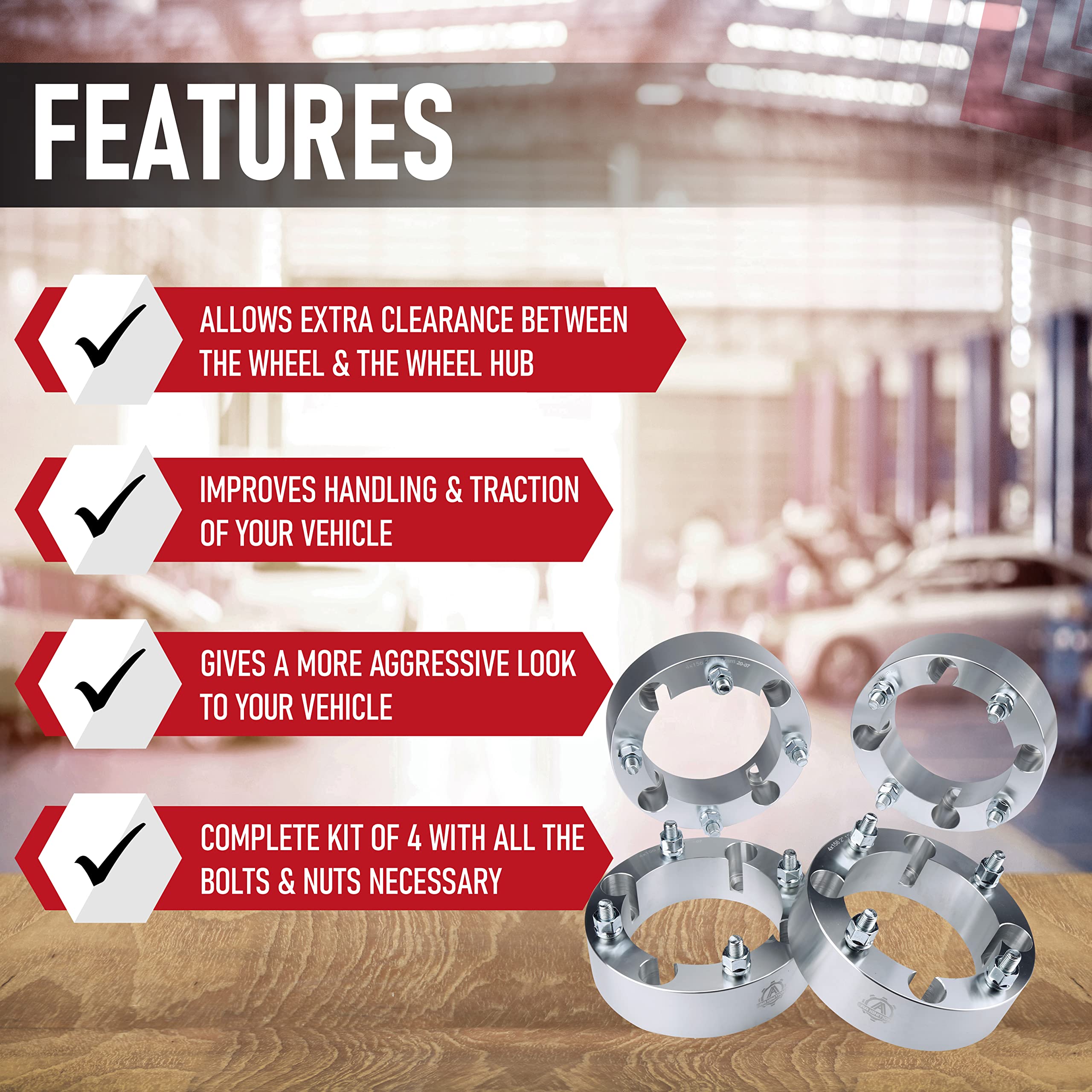 ATV Wheel Spacer Set of 4-4x156 Bolt Pattern - 4x156mm Lug Centric 131mm Bore - M12 x 1.5 Studs 2 Inches Thick - Compatible with Polaris ATV UTV 2013 Models and Up - RZR XP, Trail 900, XC, Ranger - Like New