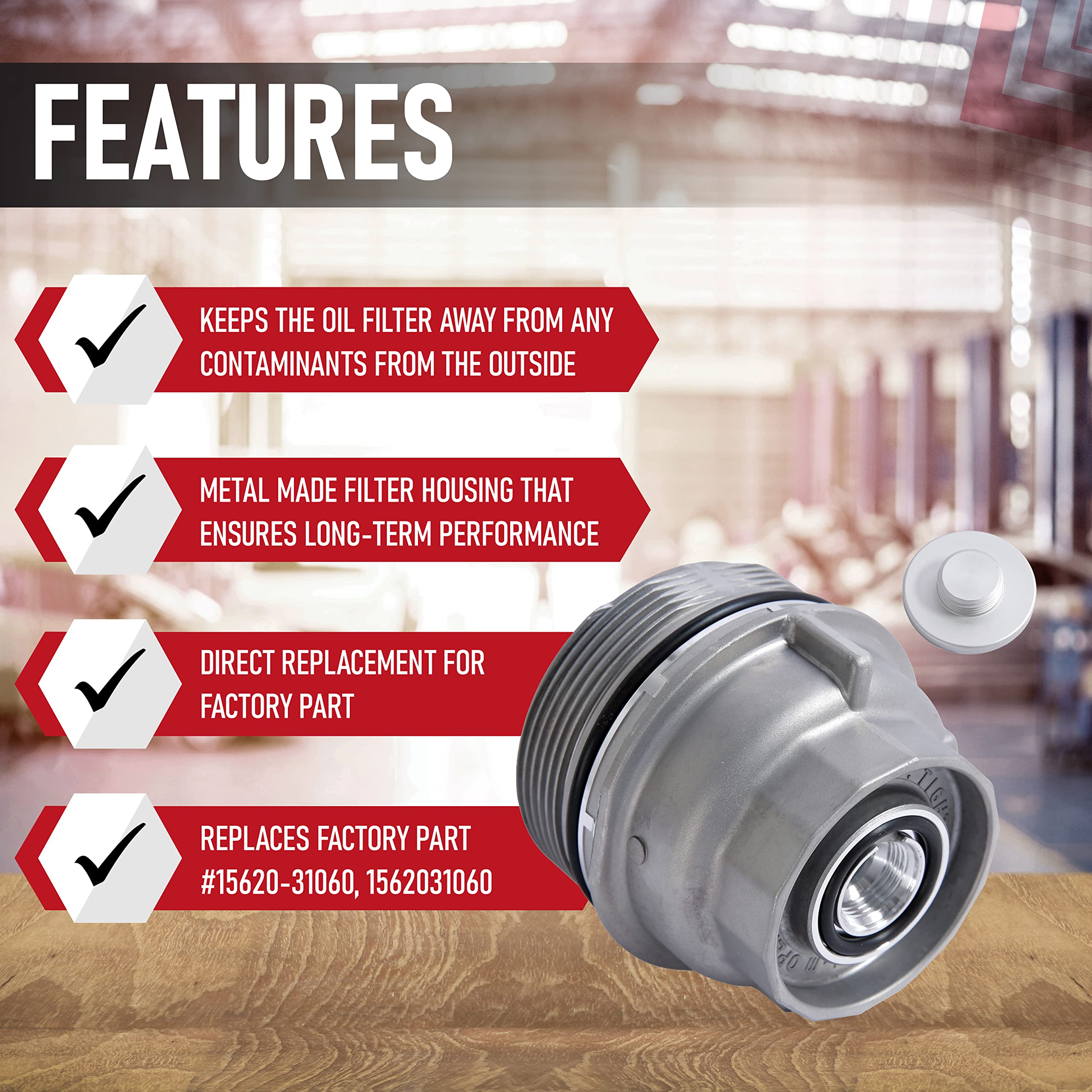 Engine Oil Filter Cap Assembly - Replaces 15620-31060, 917-016, 15643-31050, 1564331050 - Compatible with Toyota, Lexus, Scion Vehicles - 2005-2021 - Avalon, Camry, Highlander, RAV4, Sienna, Venza - Very Good