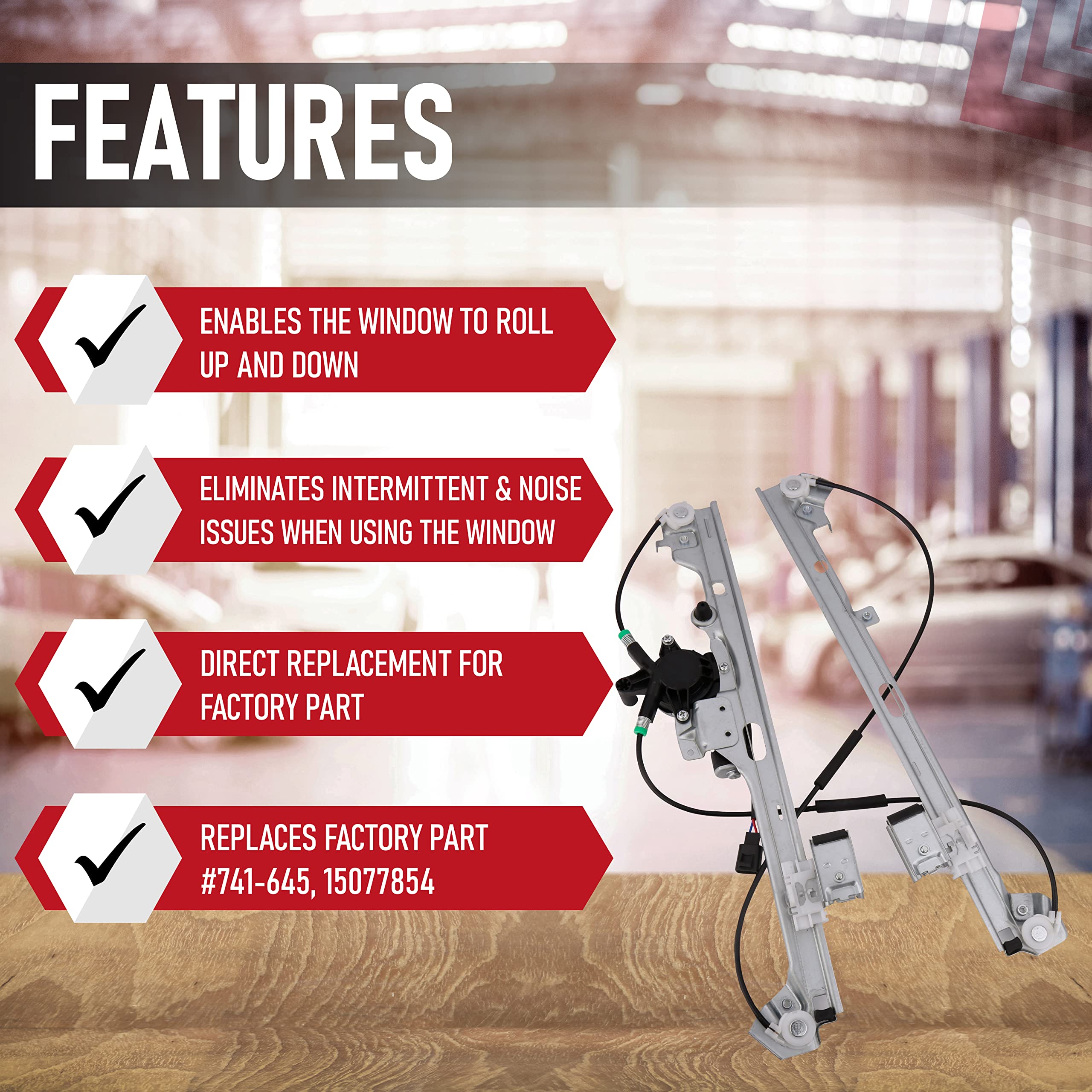 Replacement Front Passenger Power Window Regulator with Motor - Compatible with Cadillac, Chevy, GMC - Escalade, Silverado 1500HD, Suburban 2500, Tahoe, Sierra 3500 Classic, Yukon - Replaces 741-645 - Very Good