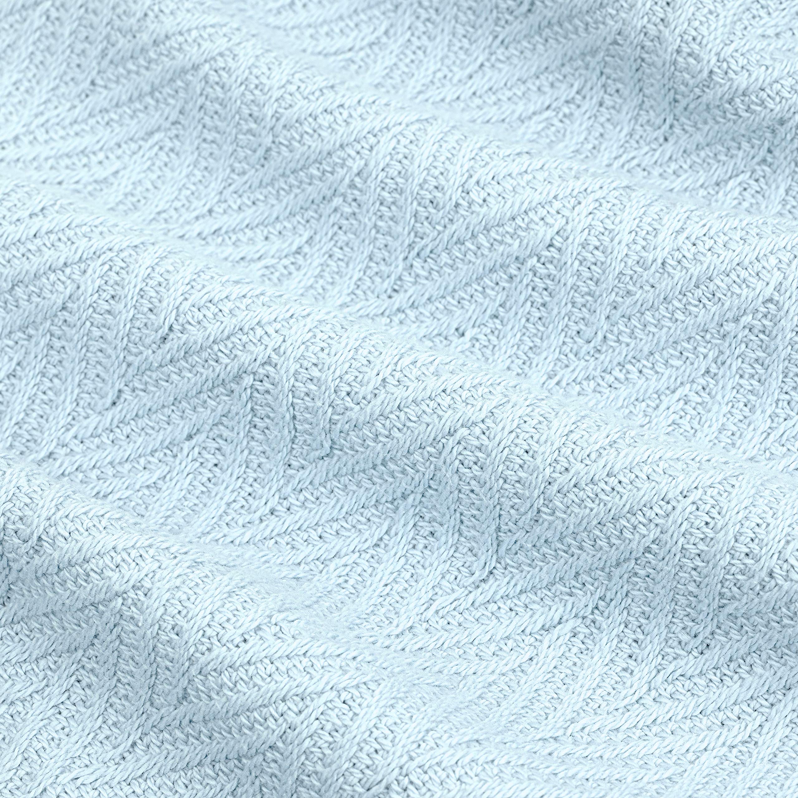 White Classic Queen Size Blanket for Bed, 100% Cotton Blankets Soft and Breathable, 410Gsm Waffle Lightweight Summer Blanket 90x90 Inches Light Blue - Like New