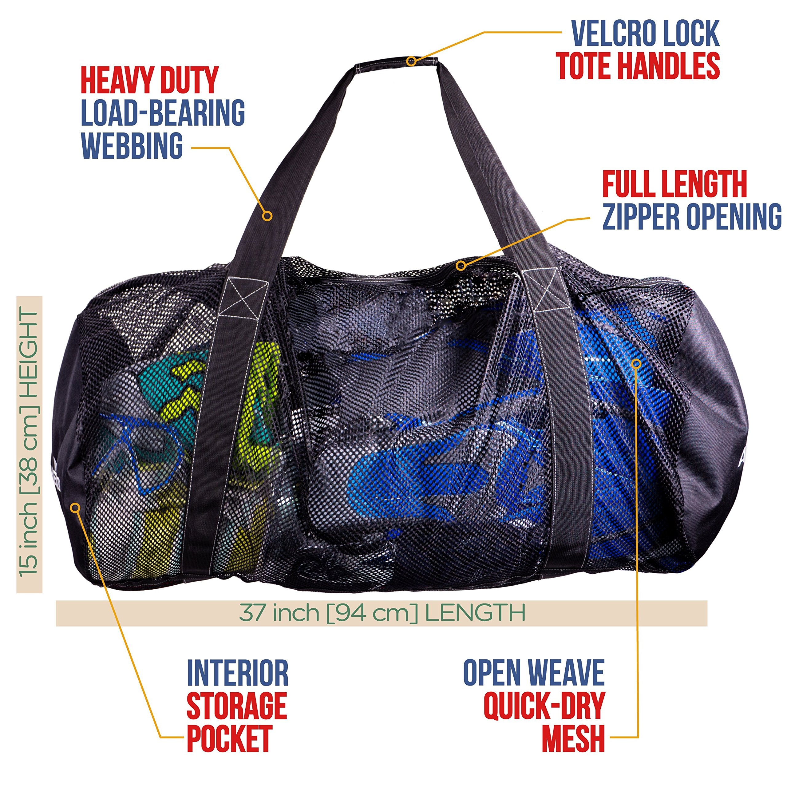 Athletico Mesh Dive Duffel Bag for Scuba or Snorkeling - XL Mesh Travel Duffle for Scuba Diving and Snorkeling Gear & Equipment - Dry Bag Holds Mask, Fins, Snorkel, and More - Acceptable