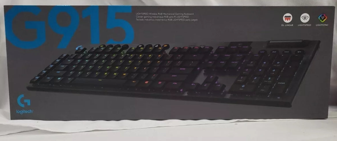 Logitech G915 Mechanical Gaming Keyboard, Low Profile GL Linear Key Switch.