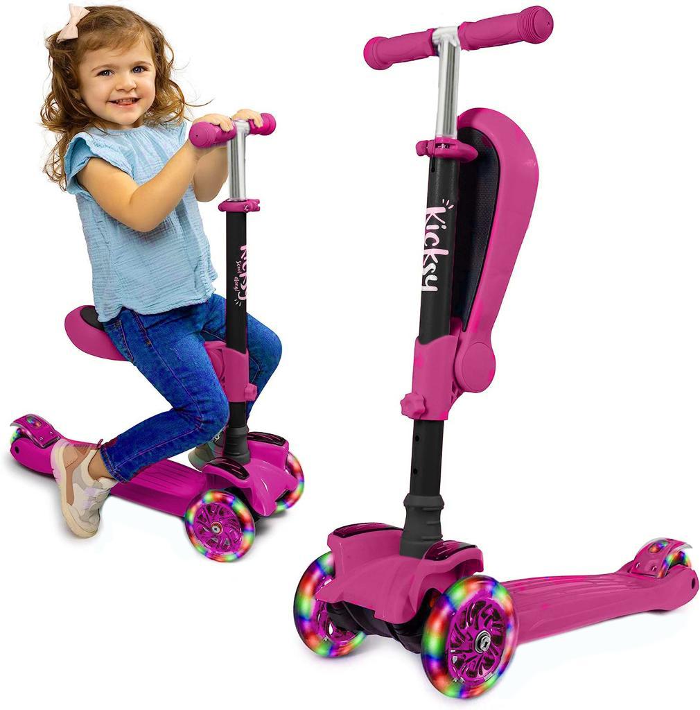 Kids Scooter - Toddler Scooter for Kids 2-5 Adjustable Height - 3 Wheel Scooter for Kids Ages 3-5 Boys & Girls - Kids Three Wheel Scooter with Light Up LED Wheels