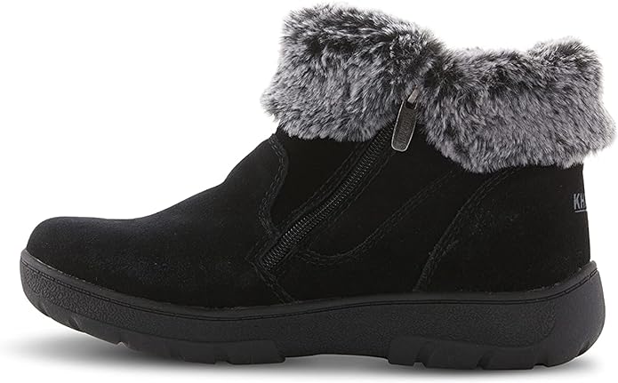 Khombu Women's Jessica Ankle Boots Faux Fur Shearling Lining for Cold Winter Weather