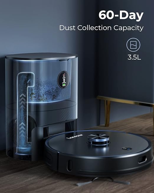 Robot Vacuum and Mop Combo, Laresar L6 Pro Robotic Vacuum Cleaner with Auto Dirt Disposal, App Control, Works with Alexa, Lidar Navigation Smart Mapping, Max 3000pa Suction for Pet Hair/Floors/Carpets