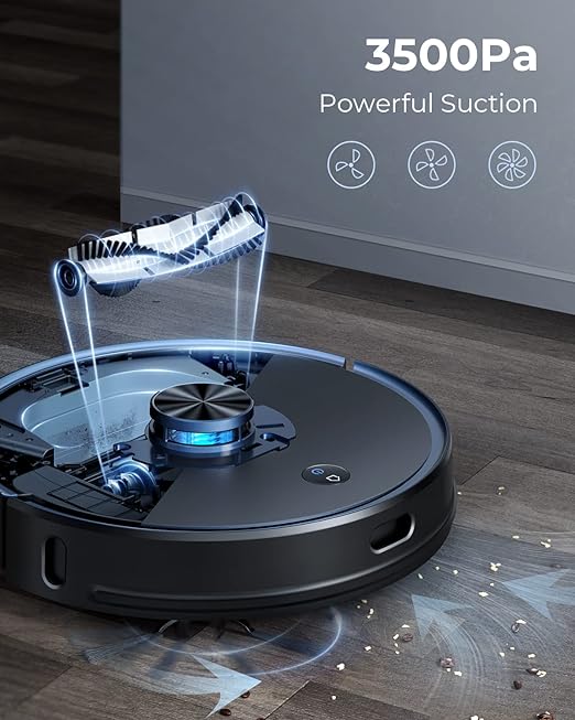 Robot Vacuum and Mop Combo, Laresar L6 Pro Robotic Vacuum Cleaner with Auto Dirt Disposal, App Control, Works with Alexa, Lidar Navigation Smart Mapping, Max 3000pa Suction for Pet Hair/Floors/Carpets