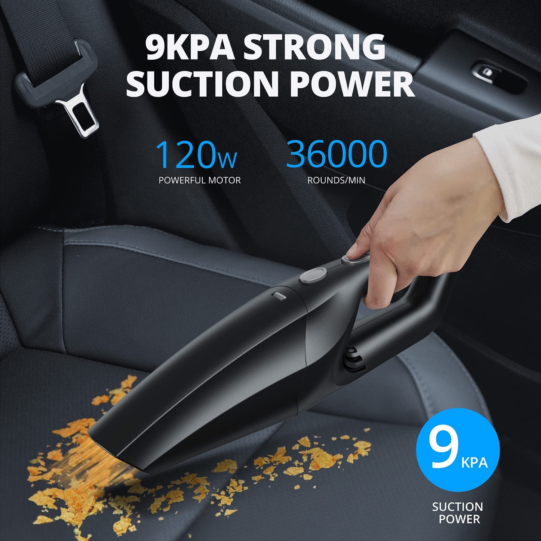 TEMOLA Car Vacuum Cleaner Cordless, Portable Handheld Vacuum Cleaner Rechargeable with HEPA Filter, Mini Hand Held Car Vacuum Cleaning Kit for Car Home Office Interior Detailing