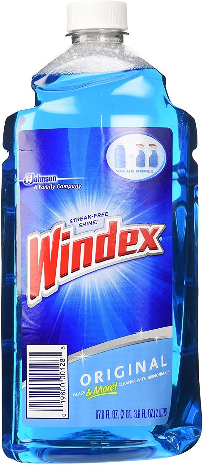 Windex Glass Cleaner Refill, Original Blue, 2 L (Pck of 2)