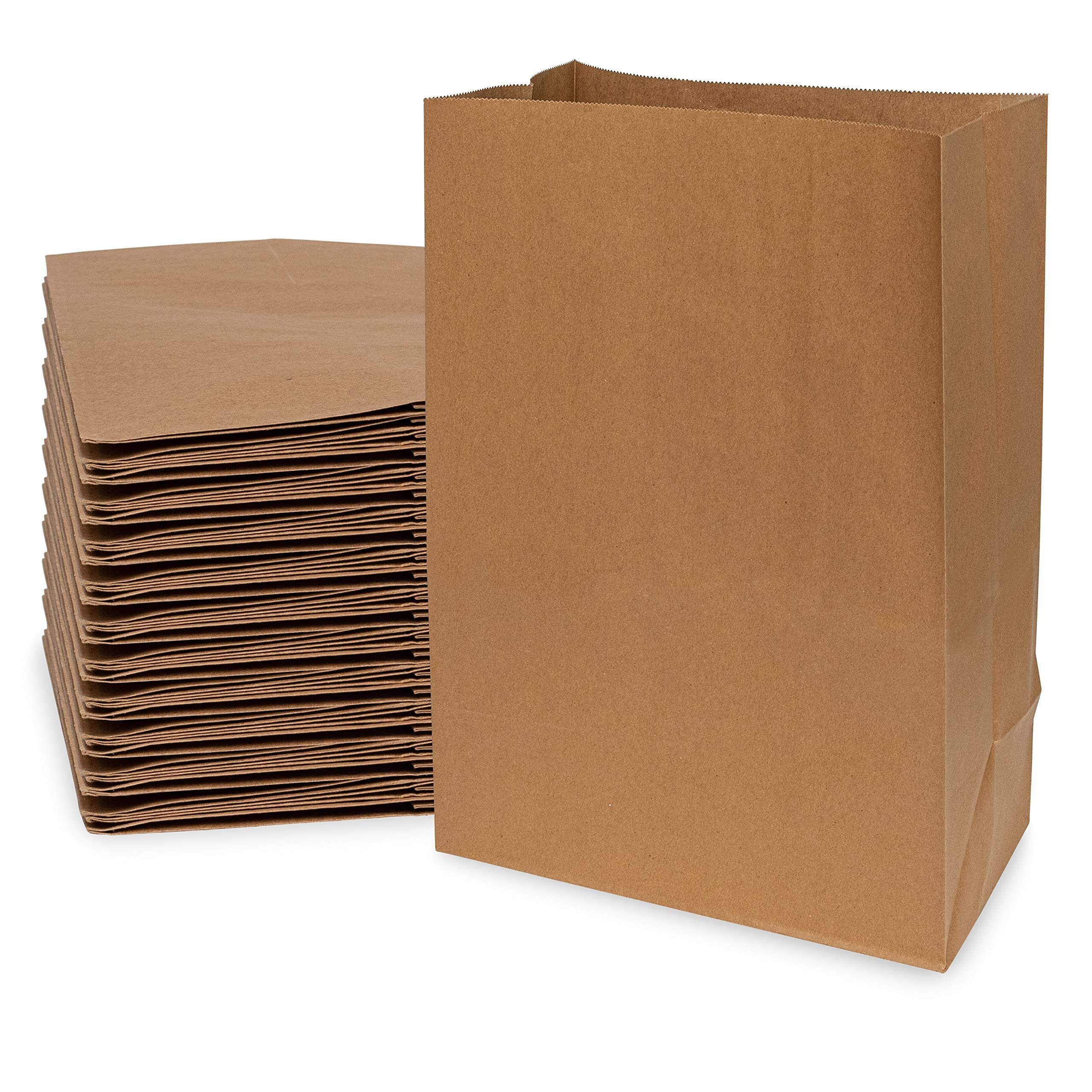 Brown Paper Bags - Extra Large Kraft Paper Shopping Bags, SOS Grocery Bags in Bulk for Lunch Bags, Food, Bread Bags, Delivery & Take Out, Deli, Bakery, Grocery Store, Small Business Use - 12x7x17