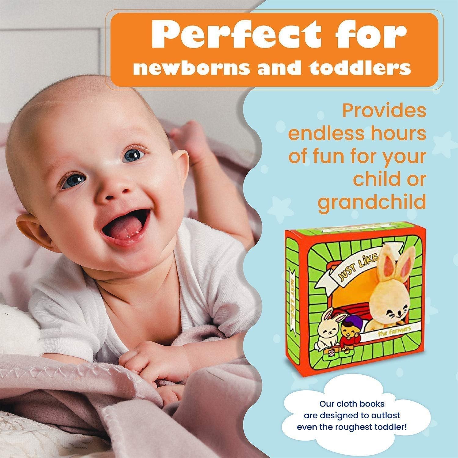 ToBe ReadyForLife Stimulating Baby Books 0-6 Months and 6-12 Months Infants | Crinkle Books for Babies Makes Great Toys Gift for 1 Year Old | Soft Cloth Farm Animals Books for Baby