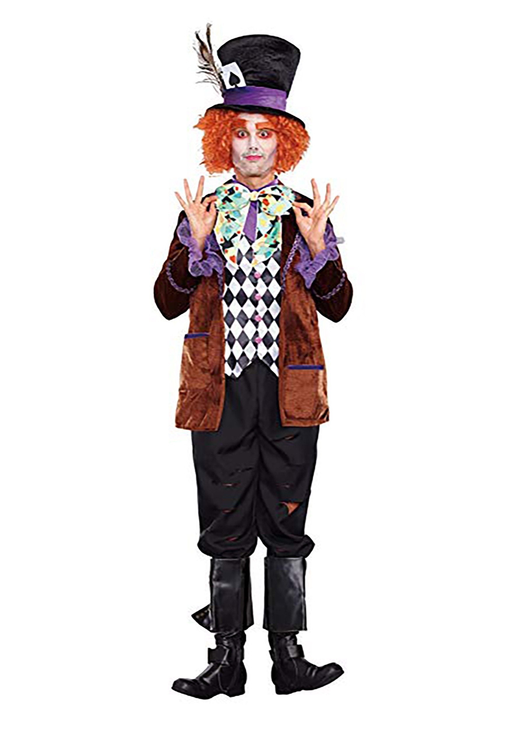Dreamgirl Adult Mens Mad Hatter Costume, Hater Madness Halloween Costume - Large