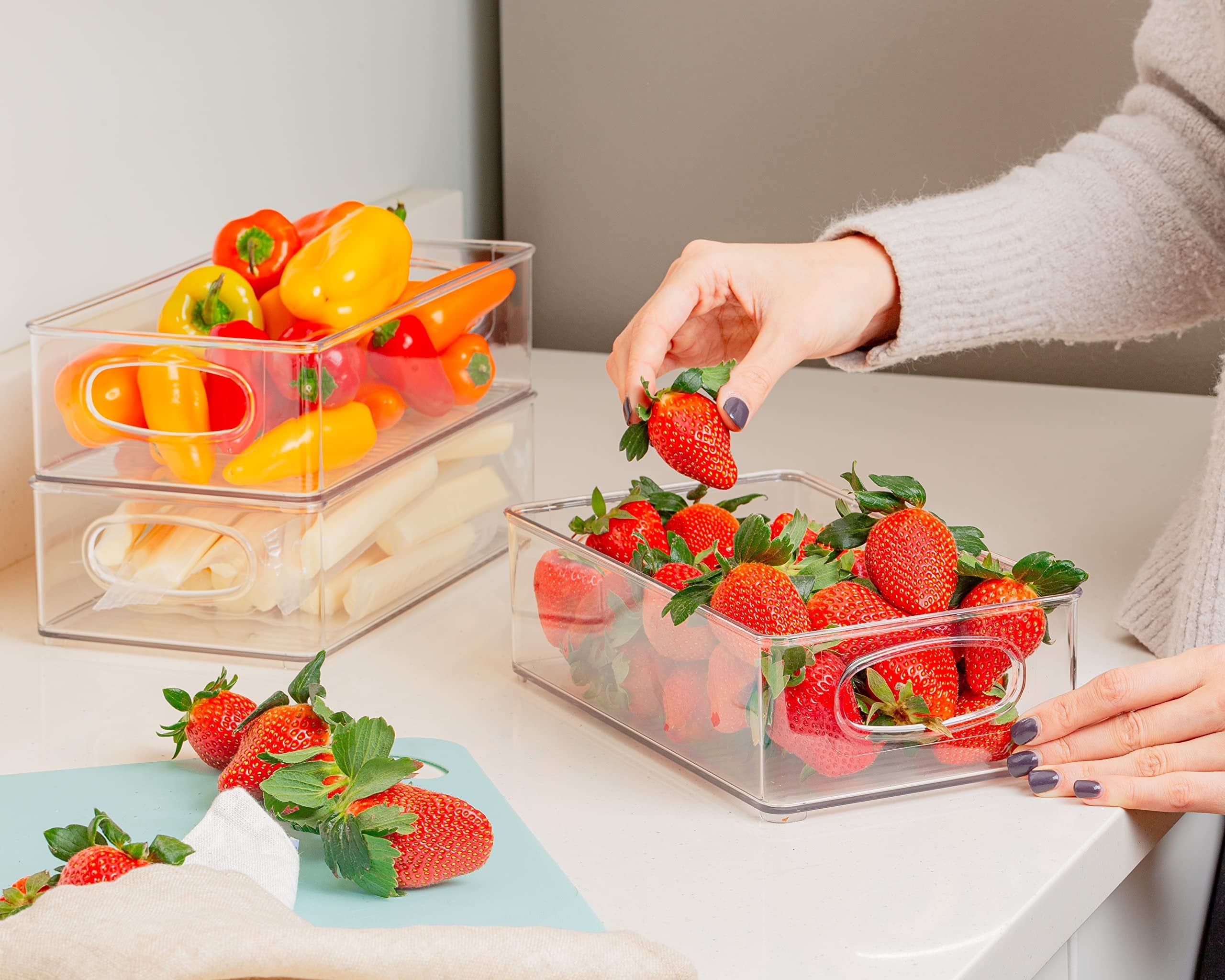 ClearSpace Plastic Pantry Organization and Storage Bins - Perfect for Kitchen/Fridge/ Refrigerator/Cabinet Organizers - 6 Pack