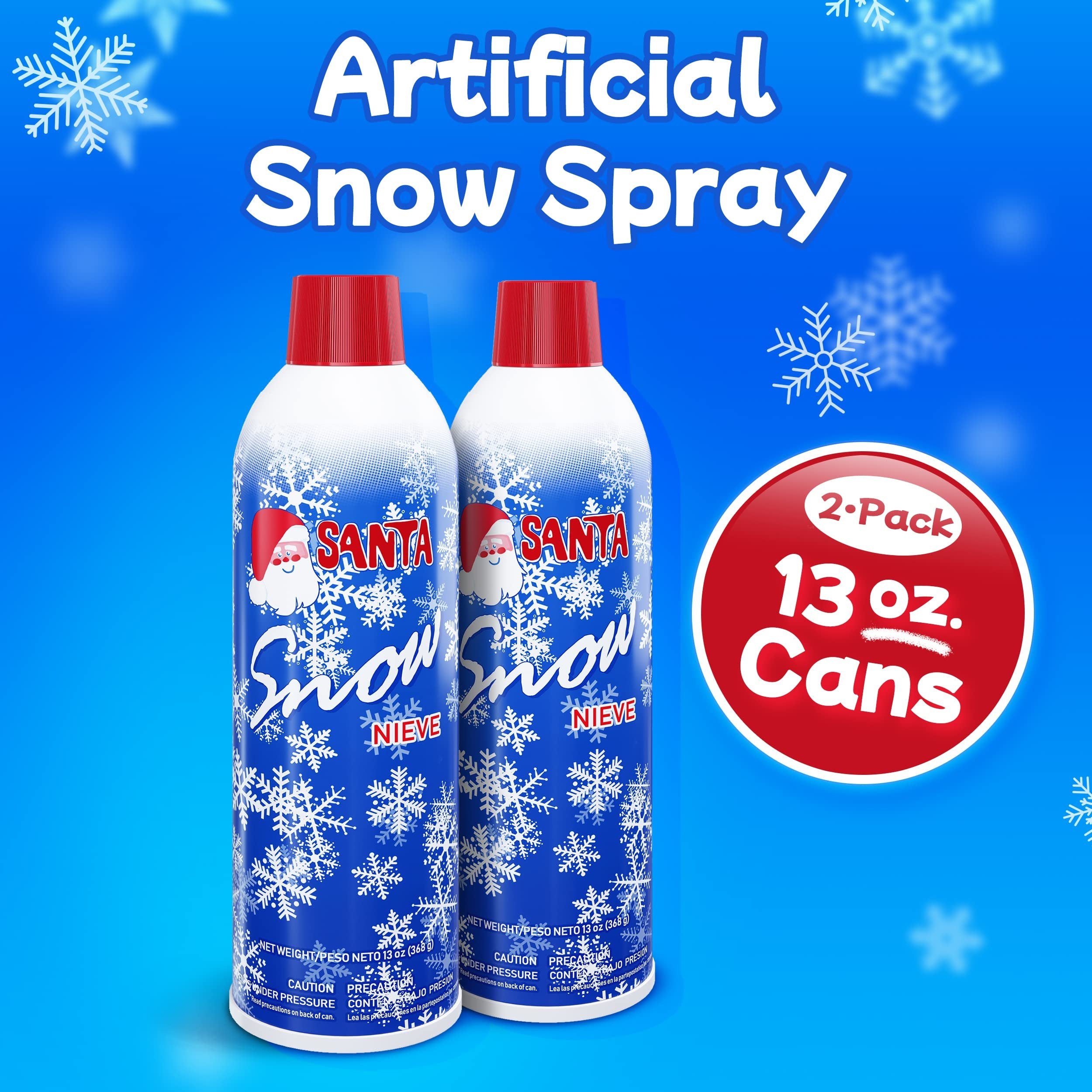 Prextex Winter Textured Snow Spray - 2pk 13oz Aerosol Bottles - Artificial Snow, Christmas Snow Artificial Tree, Fake Snow Frosted Windows, Holiday Winter Crafts, Nieve Christmas Village, Instant Snow