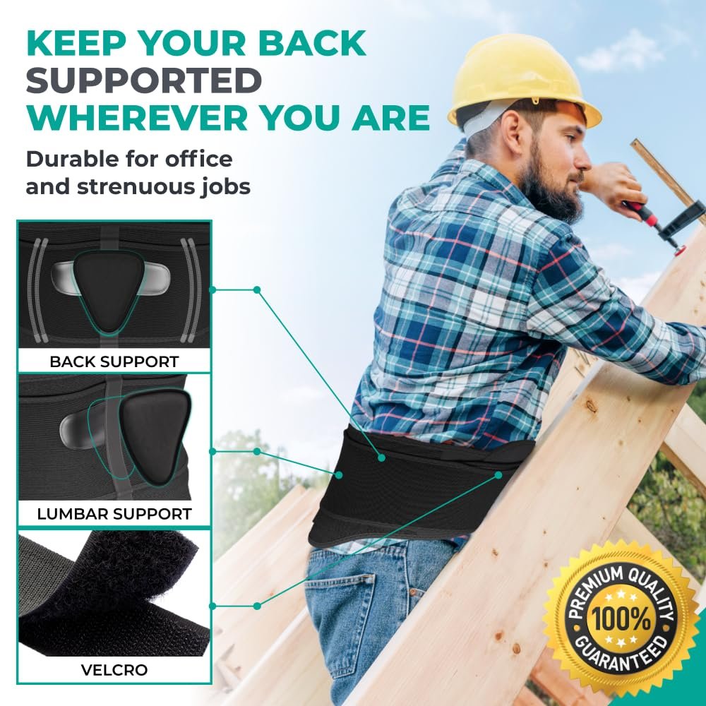 MODVEL Back Brace - Immediate Relief from Back Pain, Herniated Disc, Sciatica, Scoliosis | FSA or HSA eligible | Breathable Waist Lumbar Lower Back Support Belt with Removable Pad.