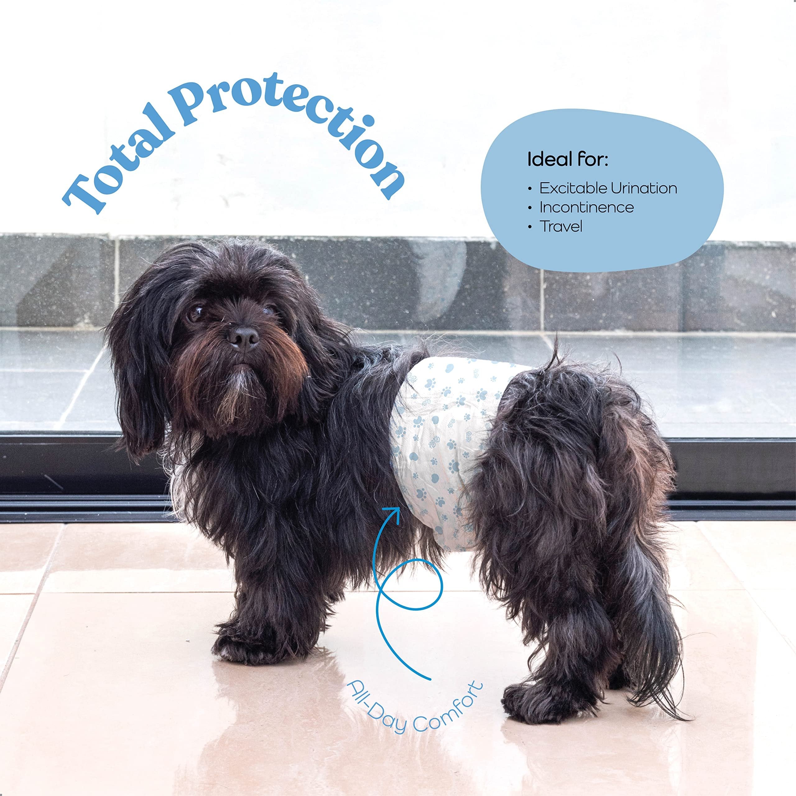 Comfortable Male Dog Diapers - 12-Pack Super Absorbent Disposable Male Dog Wraps- FlashDry Gel Technology, Wetness Indicator Doggie Diapers- Leakproof Belly Wraps for Incontinence, Excitable Urination