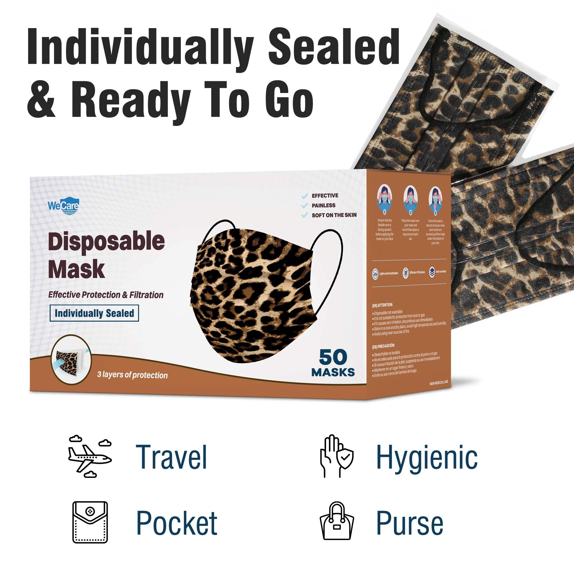 WeCare 50 Box, Individually-Wrapped - Leopard
