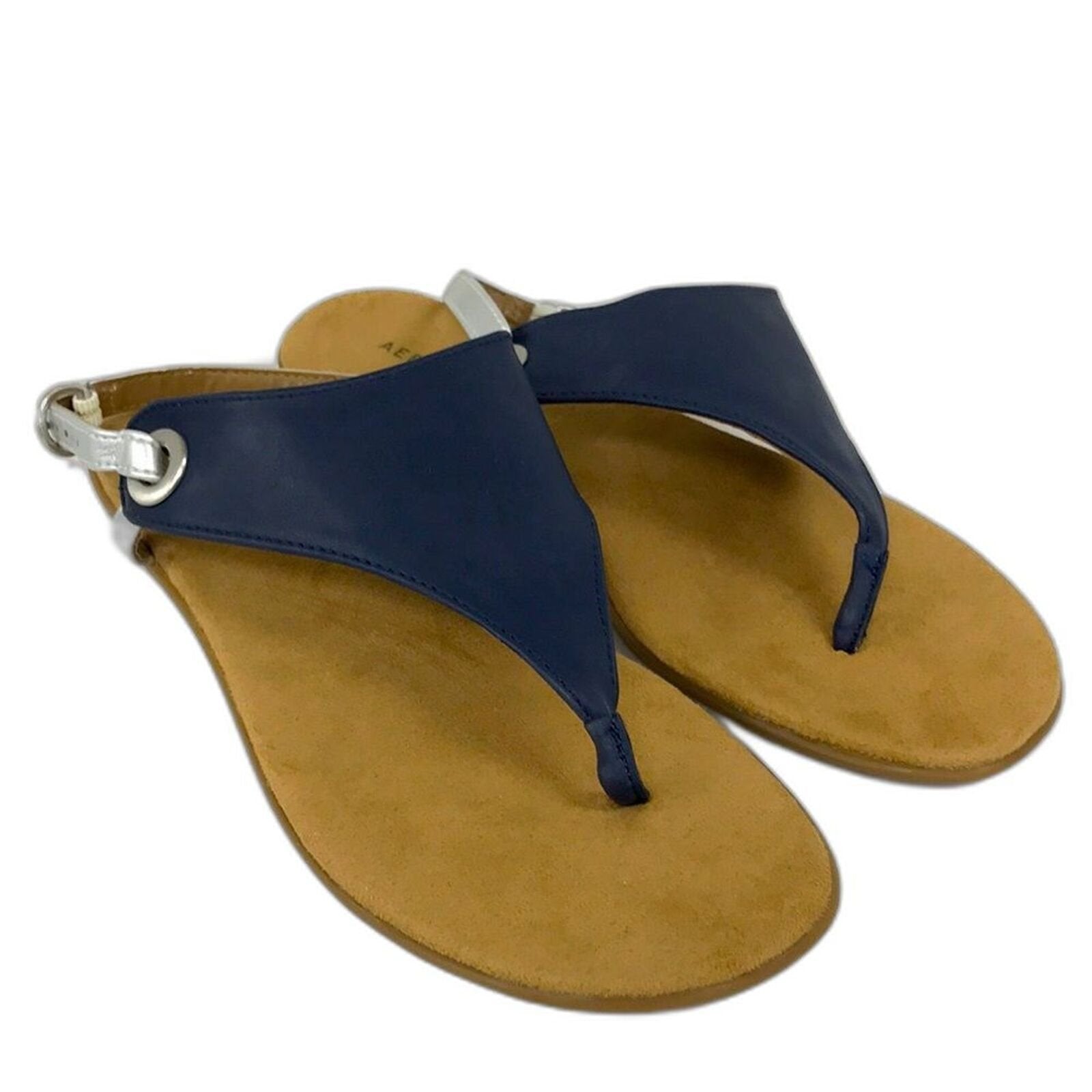 Aerosoles Womens IN CONCHLUSION Flat Sandal Navy 9 US