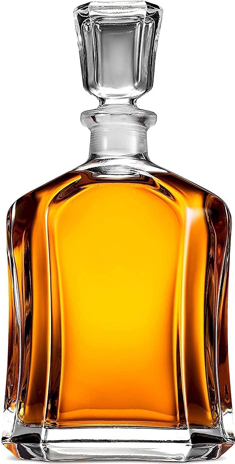 Whiskey Decanter- 23.75 oz for Vodka Bourbon Brandy & other Spirit-Airtight Liquor Dispenser for Mini Bar, Gift for Dad & House Warming, Made in Italy