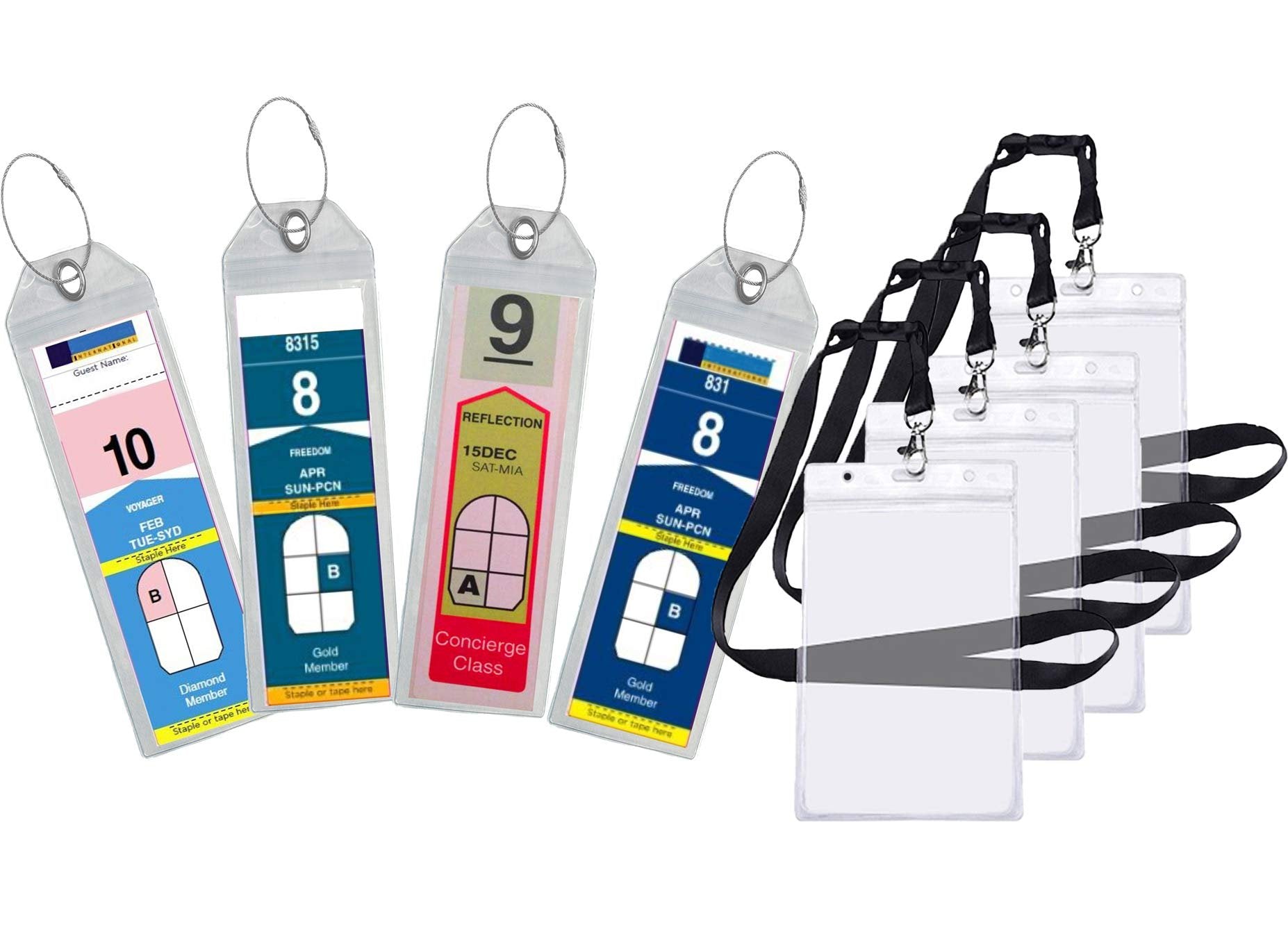 Highwind Cruise Luggage Tags for Suitcases | Compatible with Celebrity Cruise Luggage Tag Holder 2022 Cruise Luggage Tags Royal Caribbean Luggage Tag Holders Travel Essentials - 8 Pack + 4 ID Holders