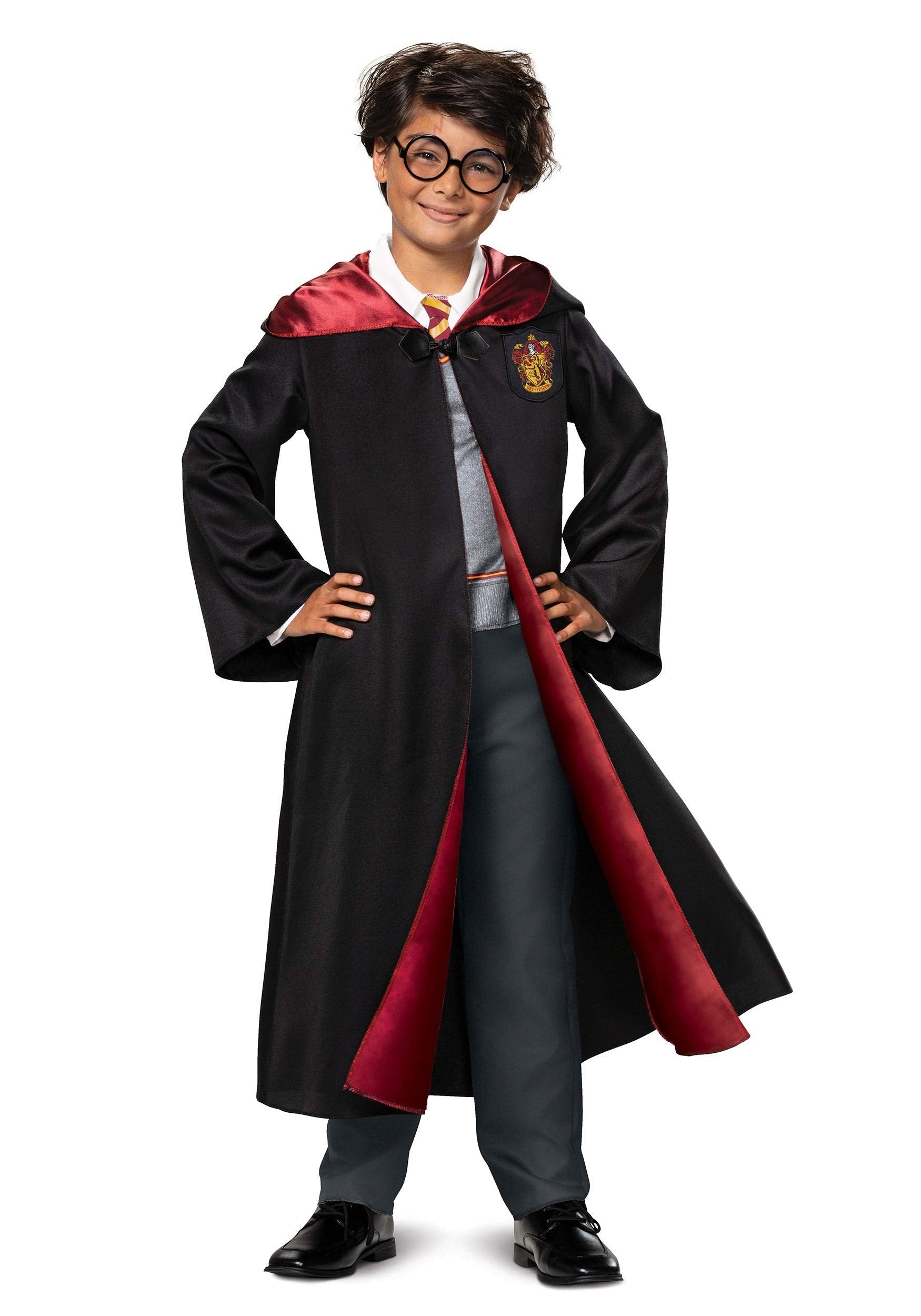 Harry Potter Kids Deluxe Costume - Large (10-12) Black & Red Robe and Jumpsuit