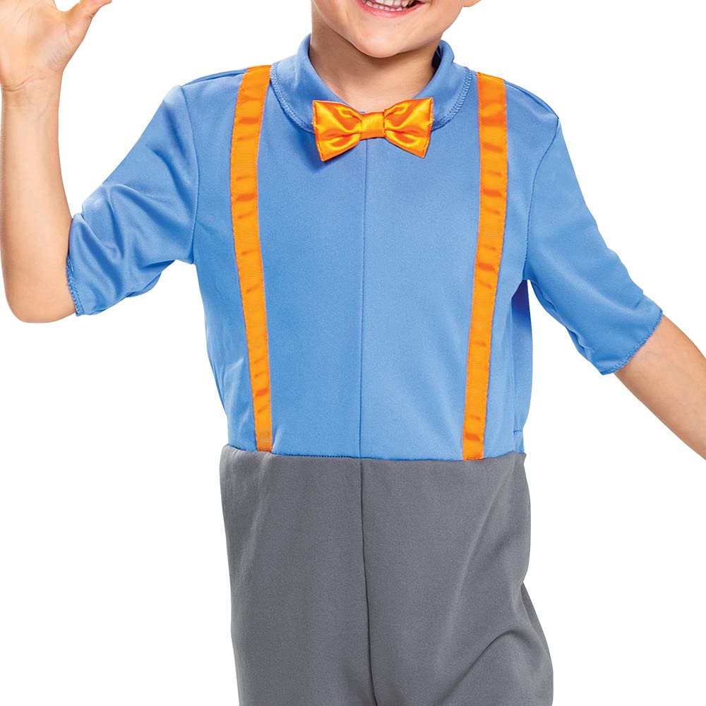 Blippi Costume for Kids, Official Blippi Jumpsuit Outfit with Hat and Bowtie, Classic Toddler Size Large (4-6) Multicolored