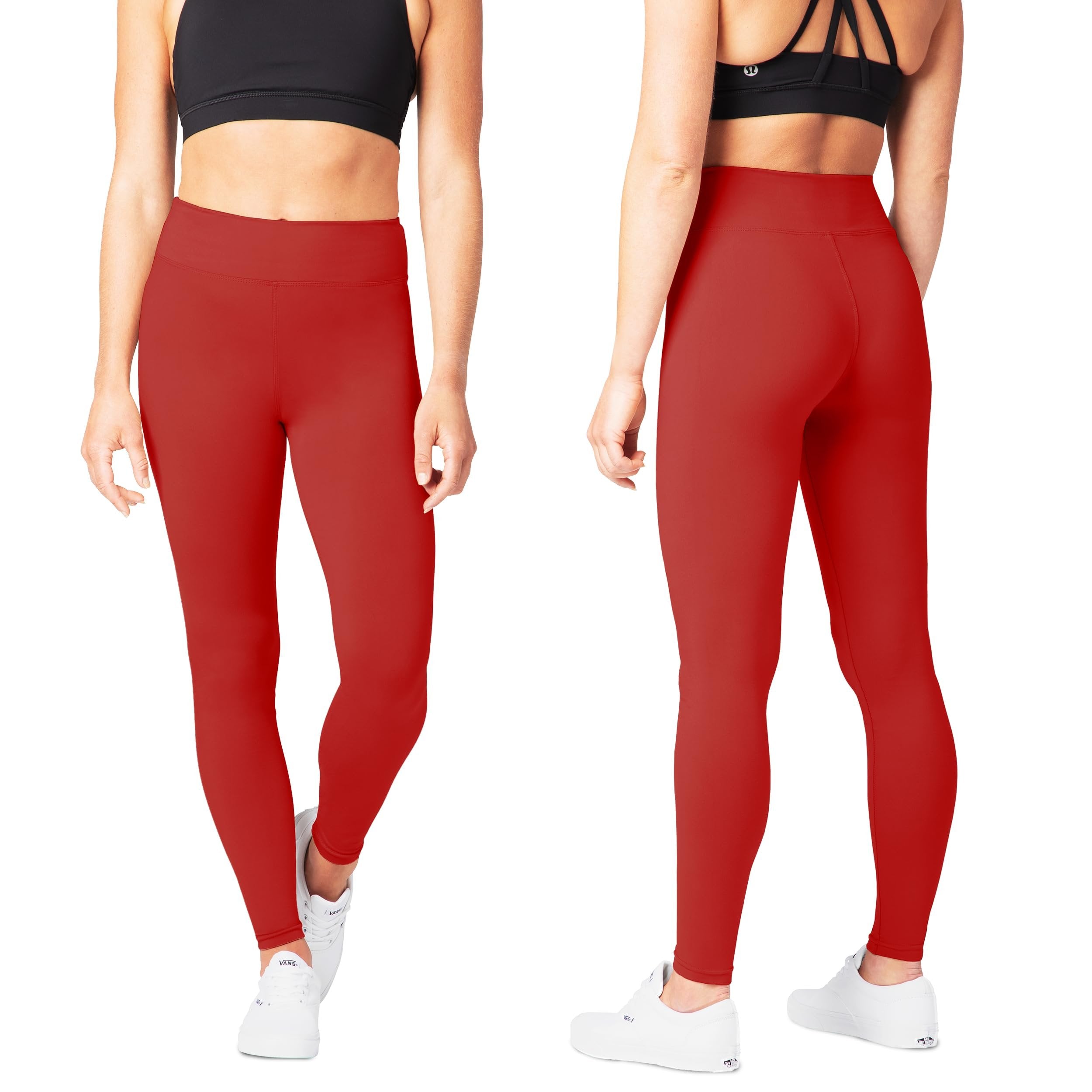 SATINA High Waisted Capri Leggings for Women - Capri Leggings for Women - High Waist for Tummy Control - Red Capri Leggings for |3 Inch Waistband (Plus Size, Red)