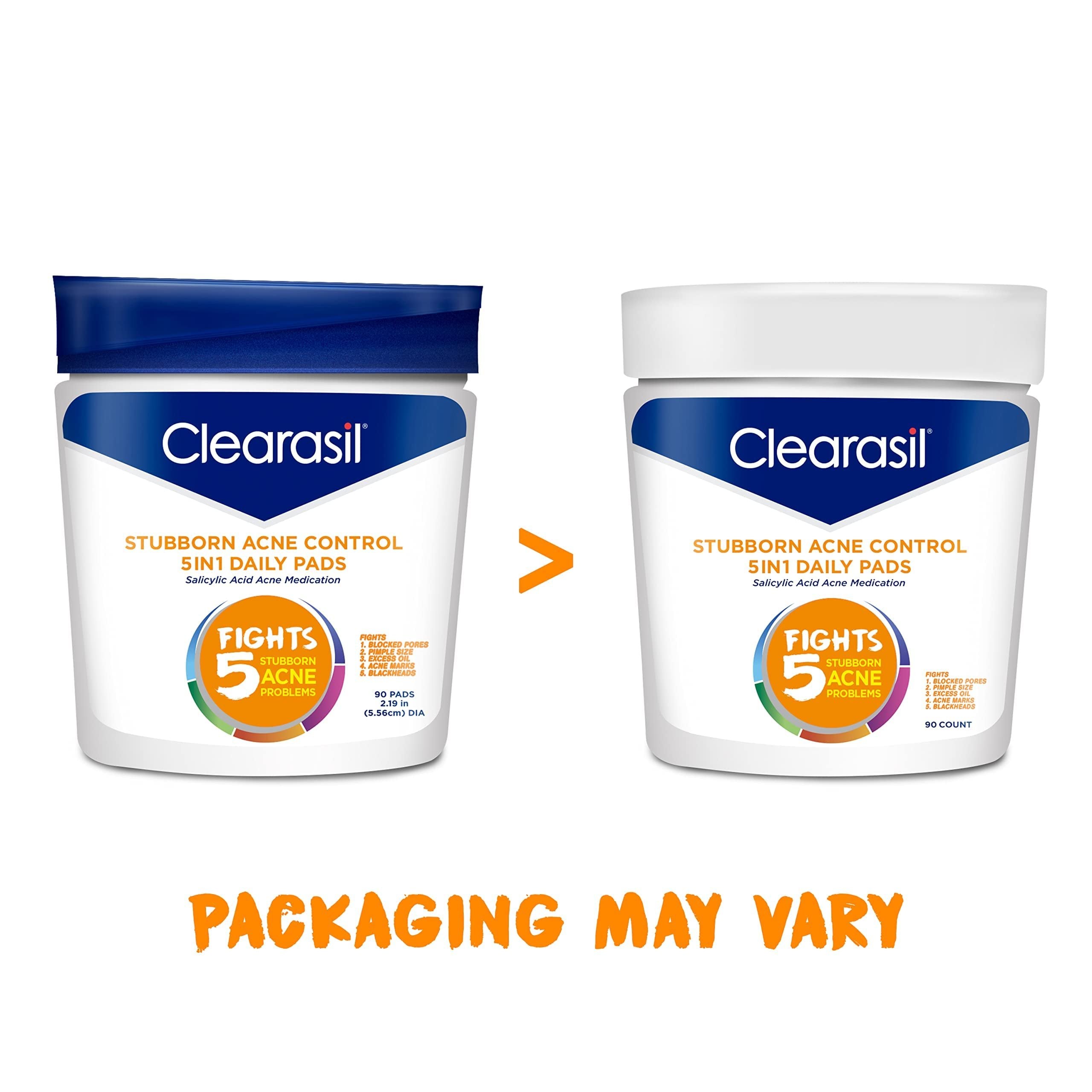 Clearasil Ultra 5 in 1 Acne Face Wash Pads, 90 Count (Pack of 2)