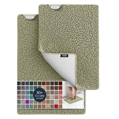 BELADOR Bathroom Rugs Sets 2 Piece- Plush Bath Mat Set Quick-Dry Soft Chenille Bathroom Mat with Rubber Backing, Absorbent Bathroom Rug Set, Washable Bath Rugs for Bathroom- Bath Mats 24x17 + 30x20