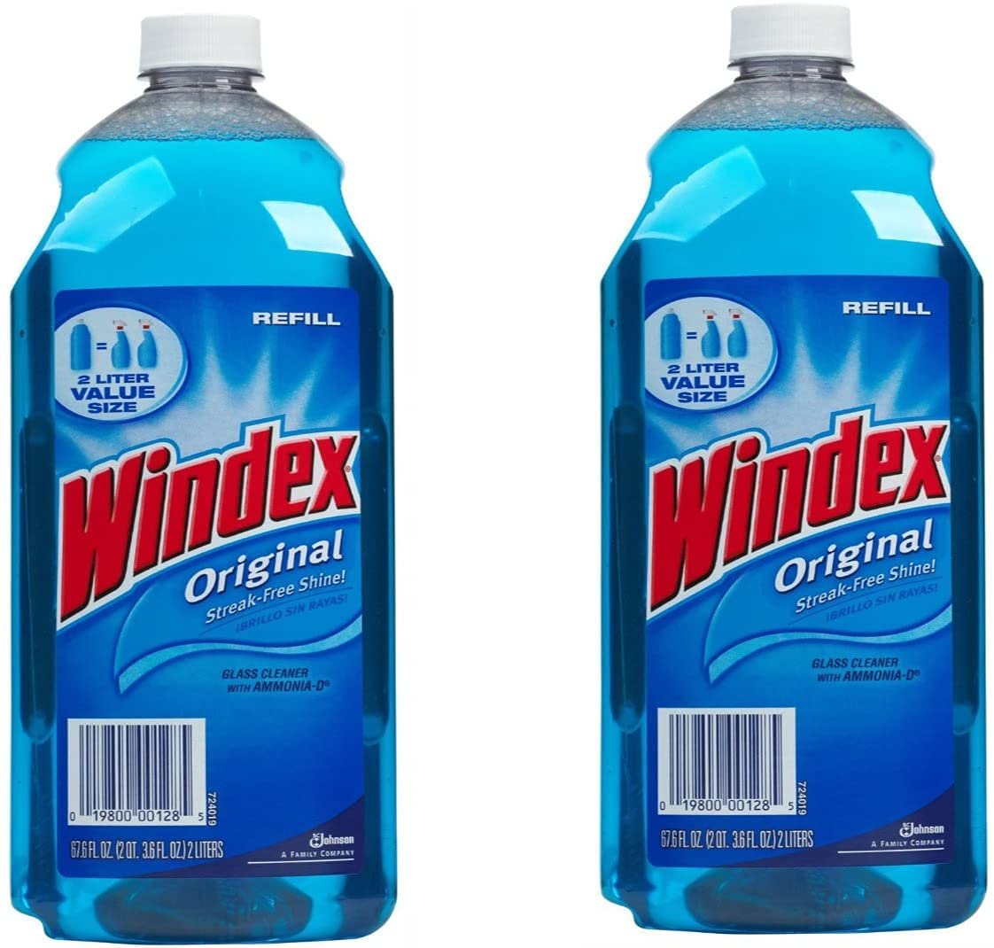 Windex Glass Cleaner Refill, Original Blue, 2 L (Pck of 2)