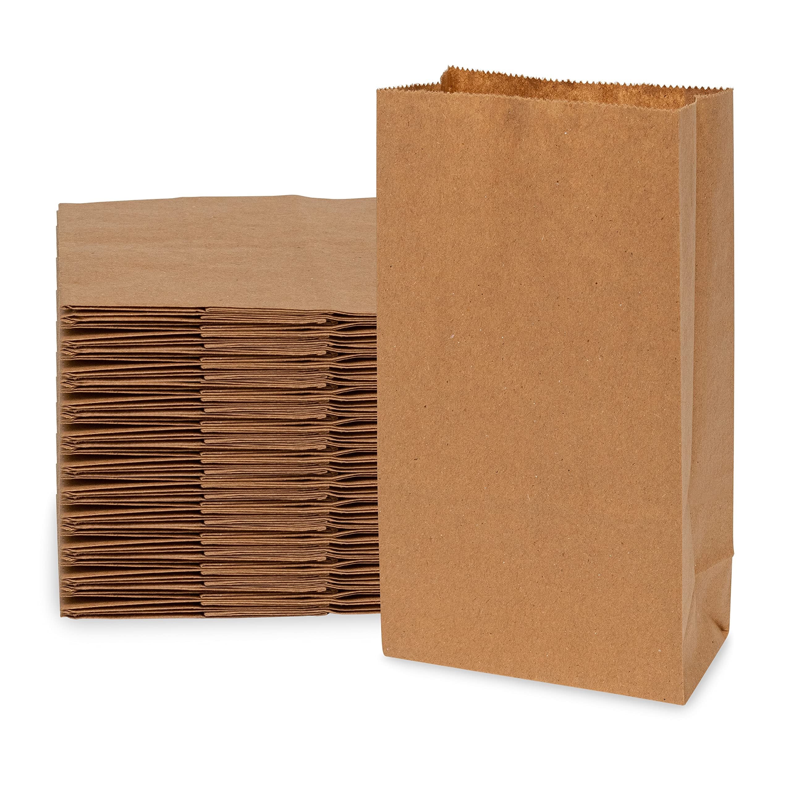 Brown Lunch Bags - 2 LB Extra Small 100 Count Mini Treat & Snack Bag, Brown Paper Bags Disposable Kraft SOS Sack for Popcorn, Bread Bags, Sandwich Bags, Deli, Bakery, Boutique Use, in Bulk - 4x2.5x8