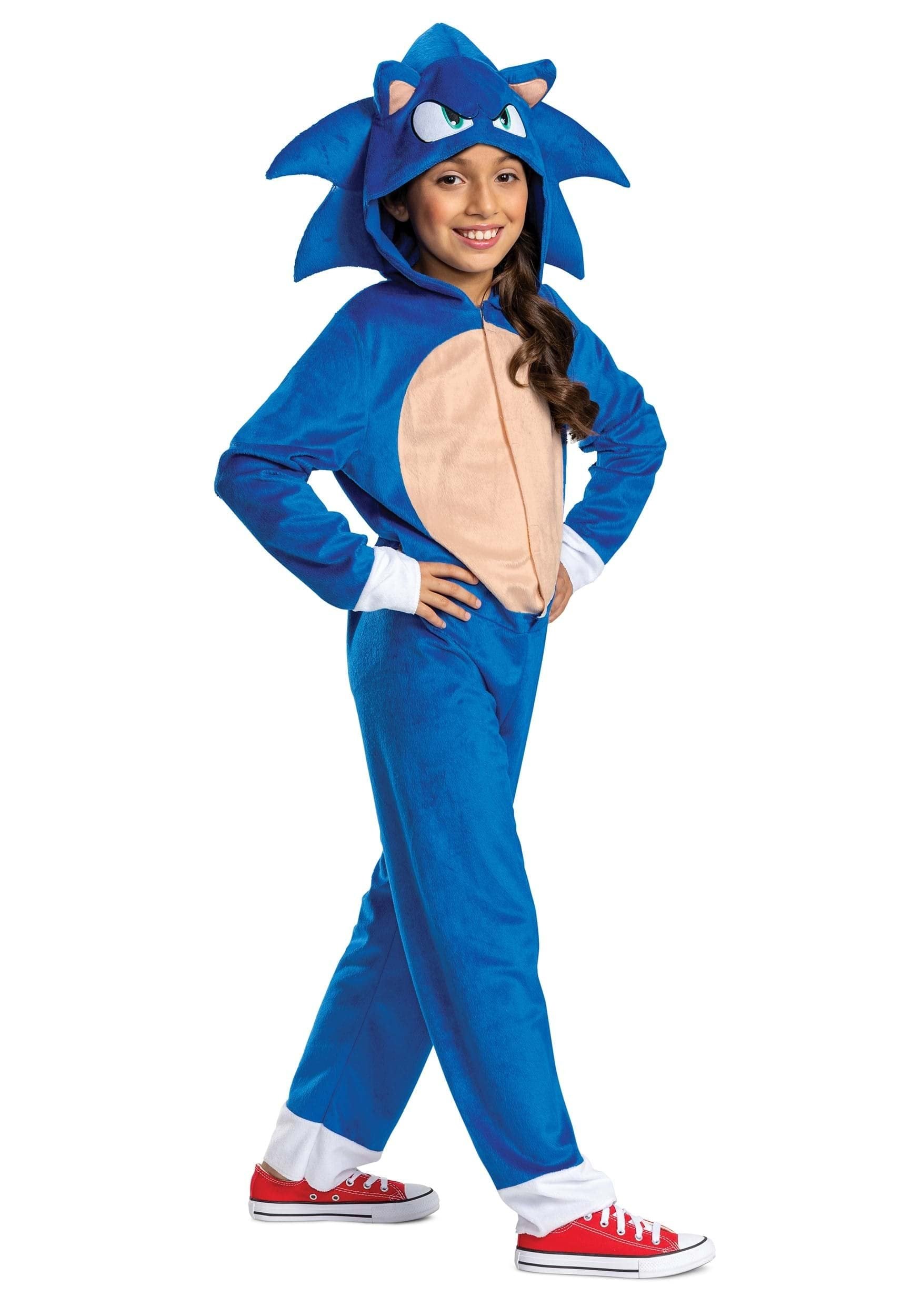 Sonic the Hedgehog Costume, Official Sonic Movie Costume and Headpiece, Kids Size Medium (7-8)