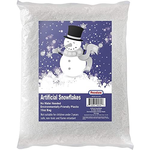 Prextex Artificial Snow 10 Ounces Fake Snow Decoration for Winter Displays, Snow for Christmas Village - Artificial Snow for Holiday Décor, Flocked Christmas Trees Snowflakes, Christmas Snow Crafts