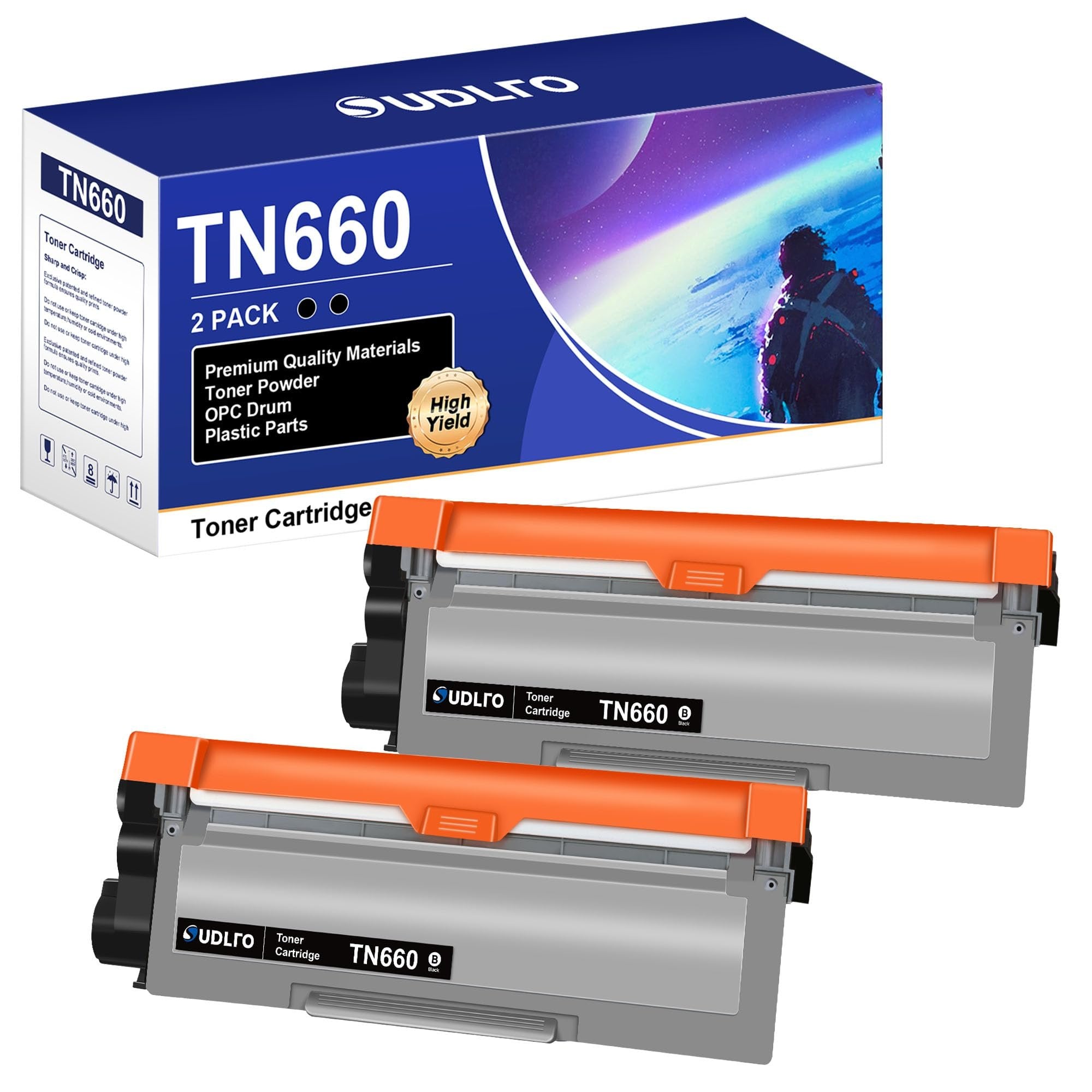 TN660 Toner Cartridge Brother Printer - Replacement for Brother TN660 TN-660 TN630 TN-630 to Compatible with HL-L2300D HL-L2380DW HL-L2320D DCP-L2540DW HL-L2340DW HL-L2360DW HL-L2305W (2 Black)