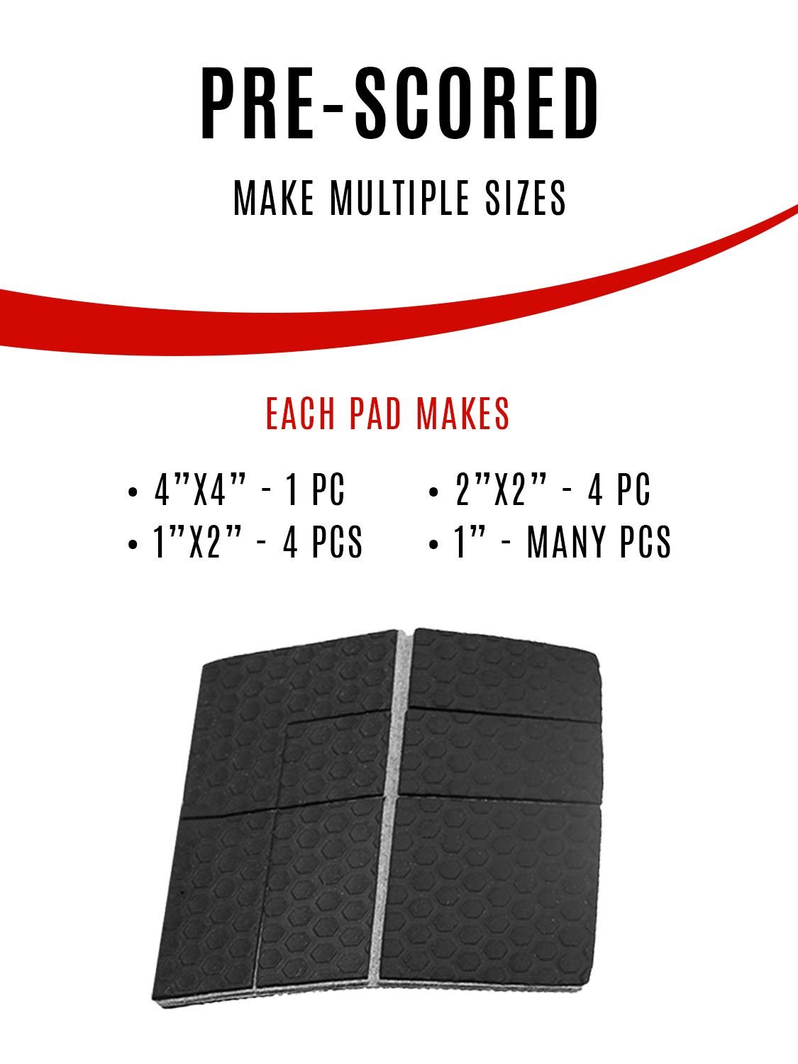 SlipToGrip Non Slip Furniture Gripper Pads | Non Skid Surface Pads Stop Sliding | Pre-Scored Multi Pack with 3/8" Felt Core (8 Pads) | Create Custom Sizes 4", 2", 1" | Anti Slip Rubber Protects Floors