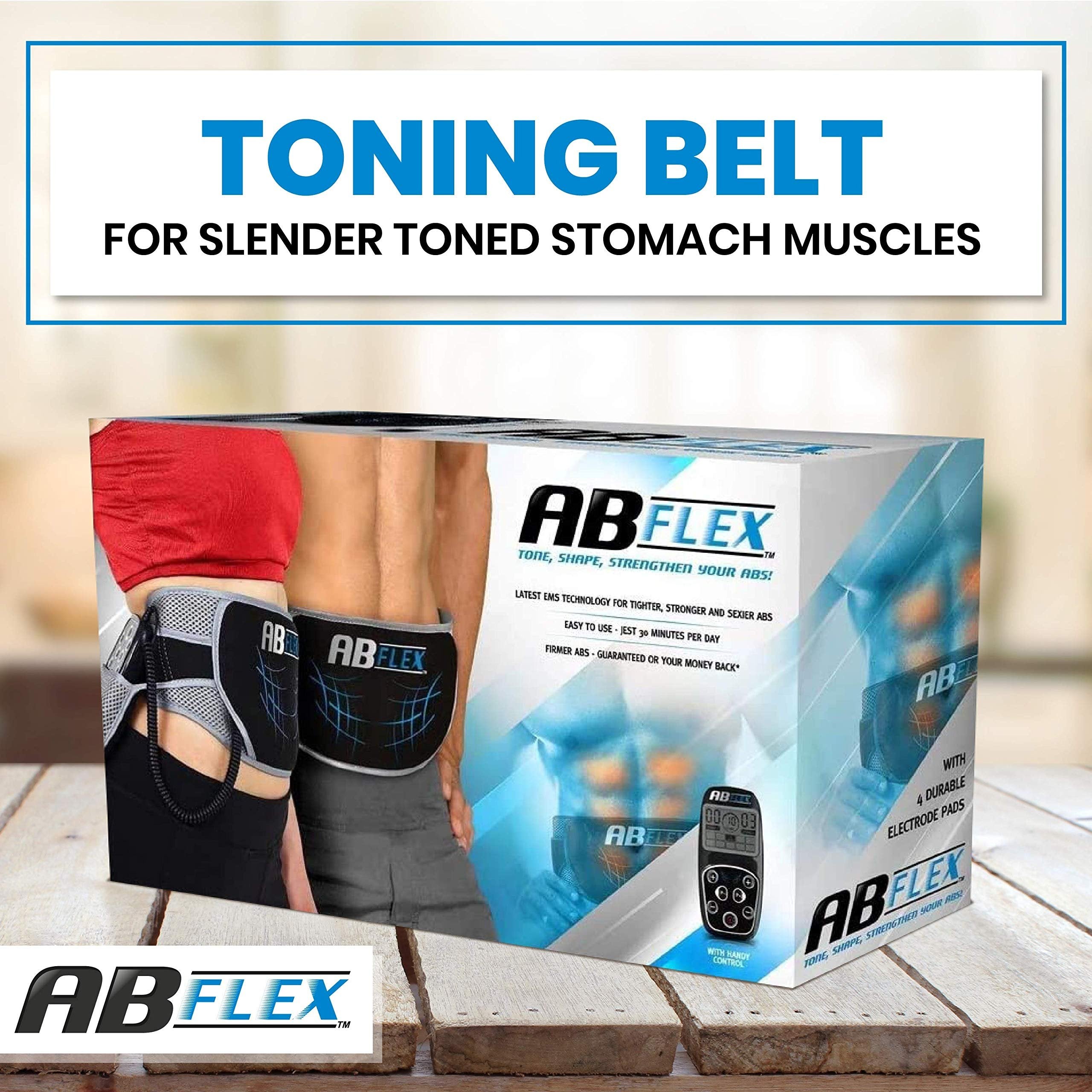 ABFLEX Ab Toning Belt for Developed Stomach Muscles, Remote for Quick and Easy Adjustments, 99 Intensity Levels and 10 Workouts for Fast Results