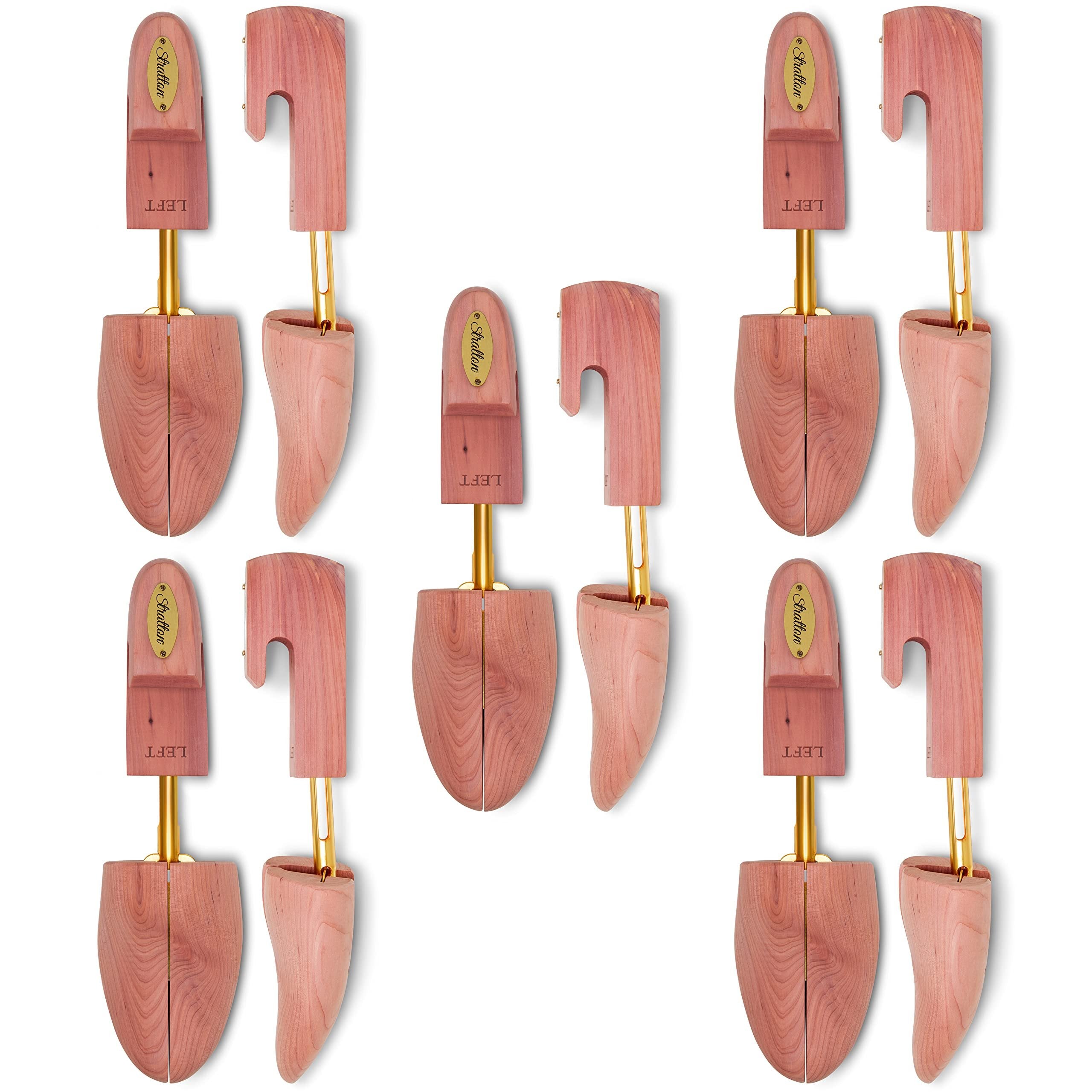 Stratton MEN’S ADJUSTABLE SPLIT TOE CEDAR SHOE TREE - GROWN IN USA (Small / 6.5-8 US) 5 PACK