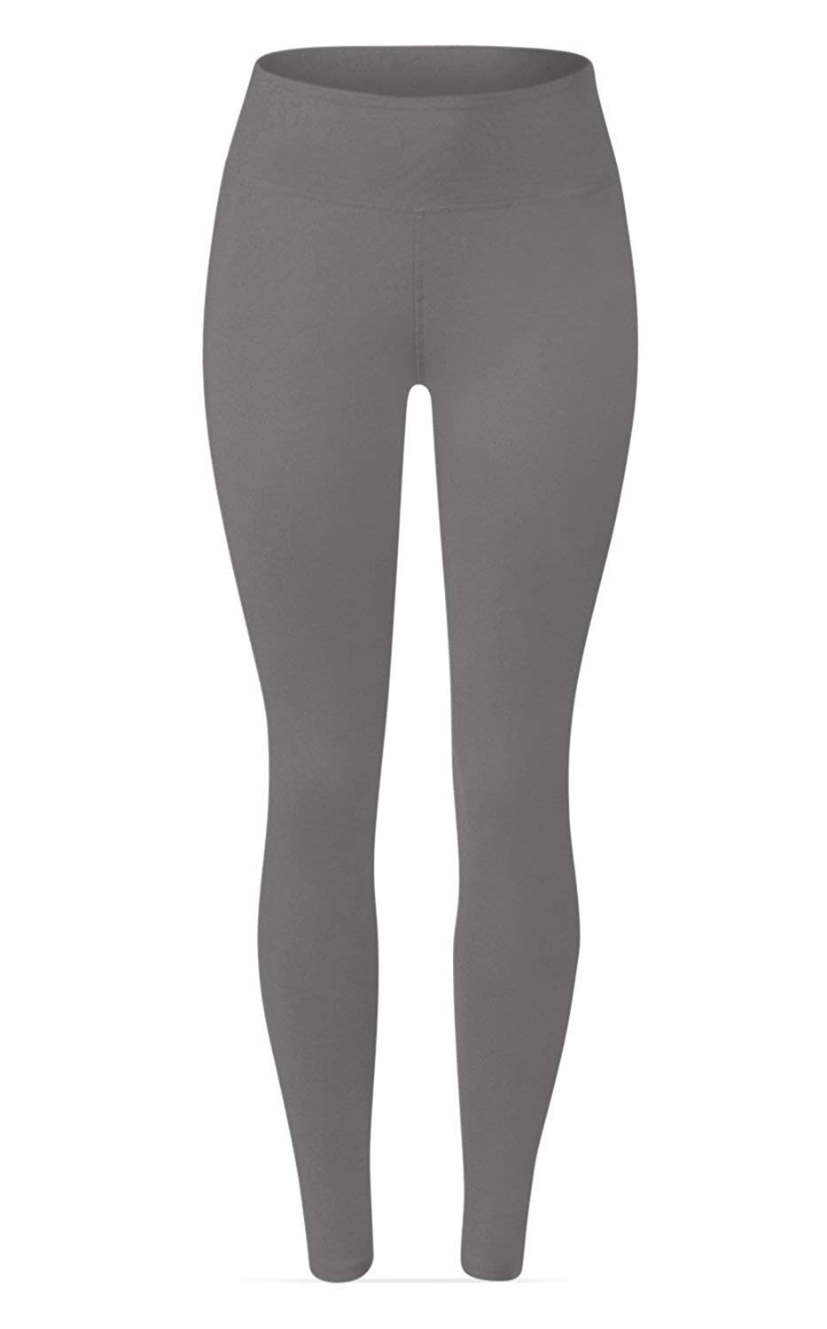 SATINA Womens High Waisted Leggings -, Leggings for Regular & Plus Size Women, 3 Inch Waistband, Gray, One Size