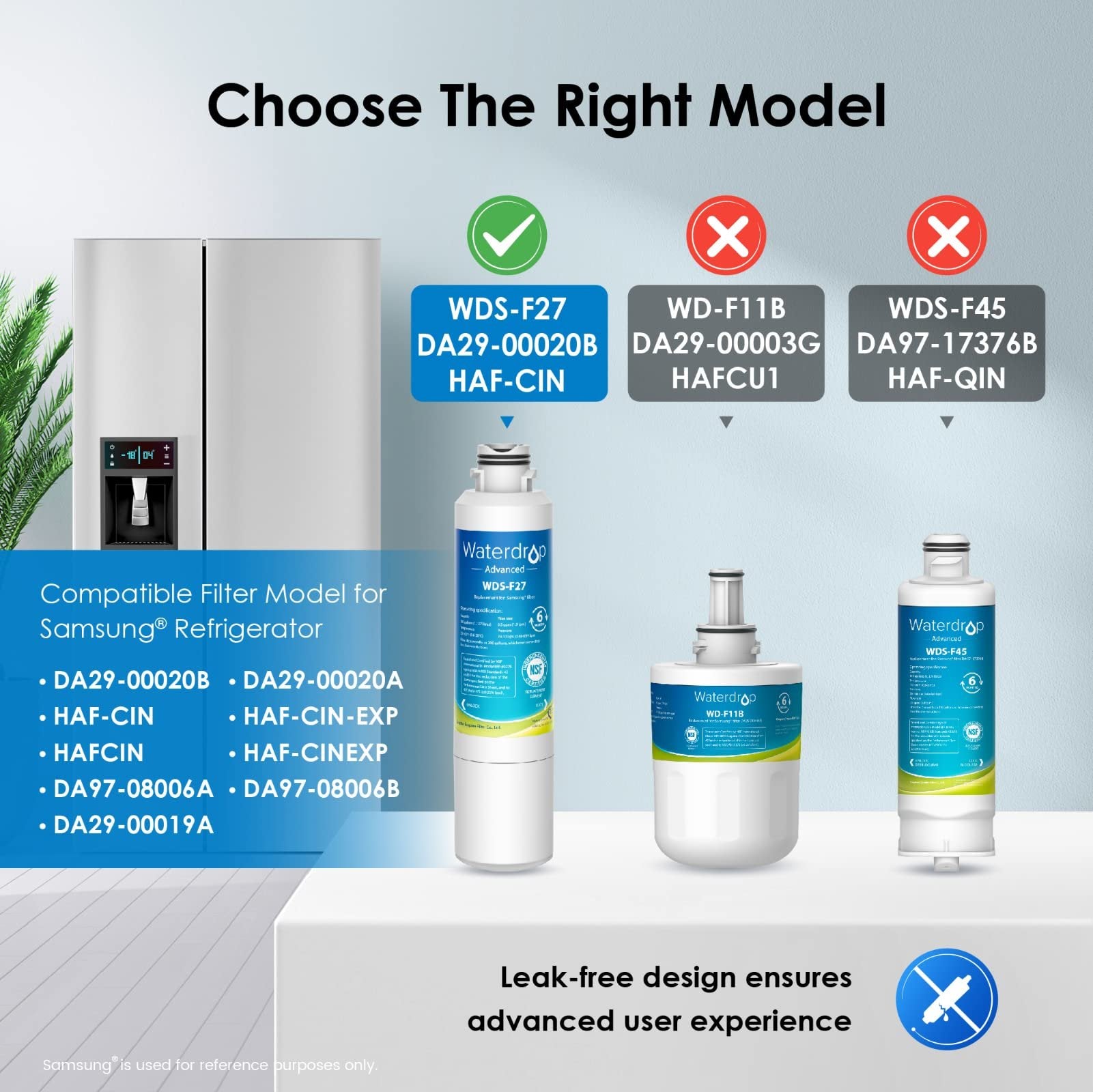 Waterdrop DA29-00020B πππ
ππ&ππ πππ«ππ’ππ’ππ Refrigerator Water Filter, Replacement for Samsung HAF-CIN/EXP, DA29-00020A/B, DA29-00020B-1, RF263BEAESR, RF28HMEDBSR, RS25J500DSR, 3 Filters