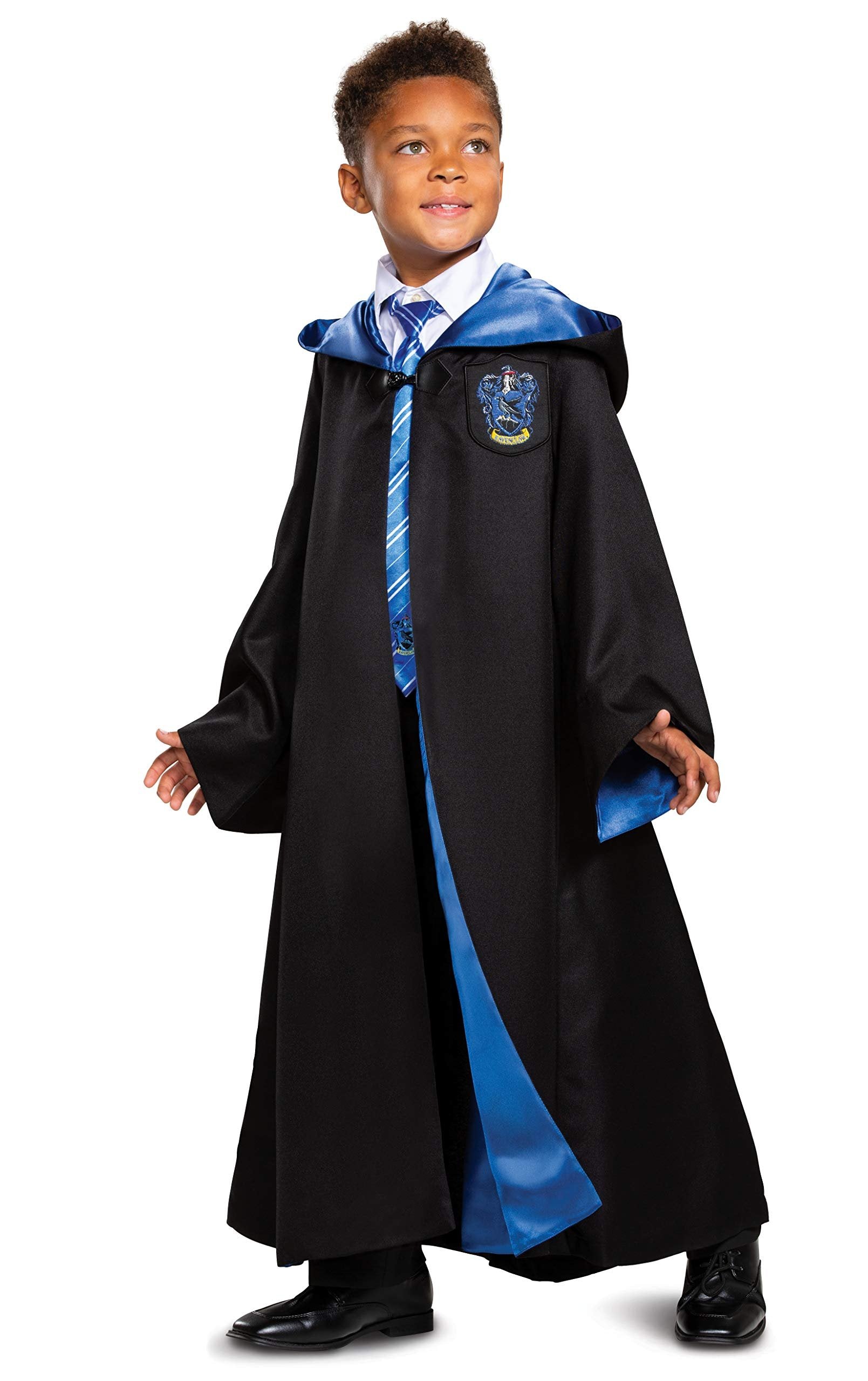 Harry Potter Ravenclaw Robe Prestige Children's Costume Accessory, Black & Blue, Kids Size Medium (7-8)